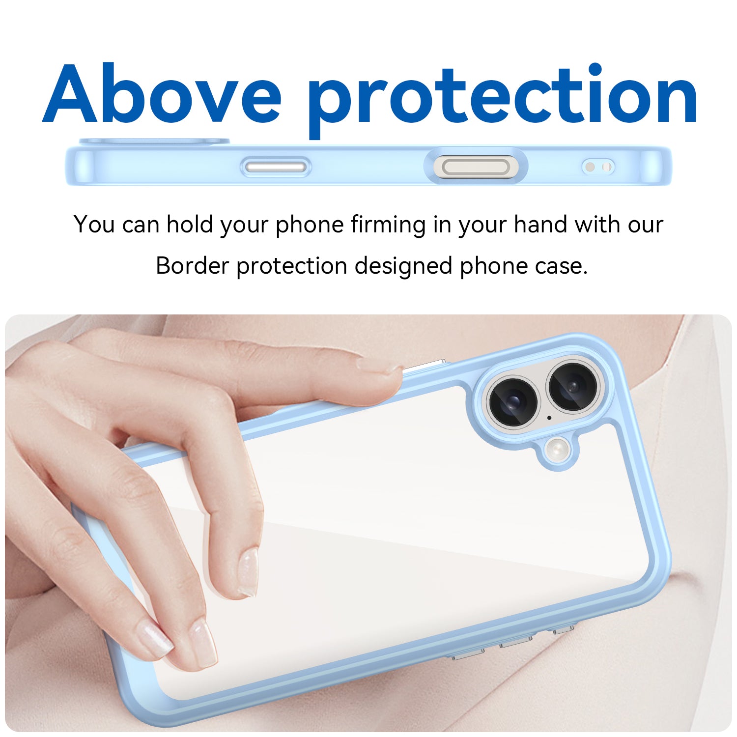 For iPhone 16 Case TPU+Acrylic Phone Cover Anti-Scratch Protective - Baby Blue