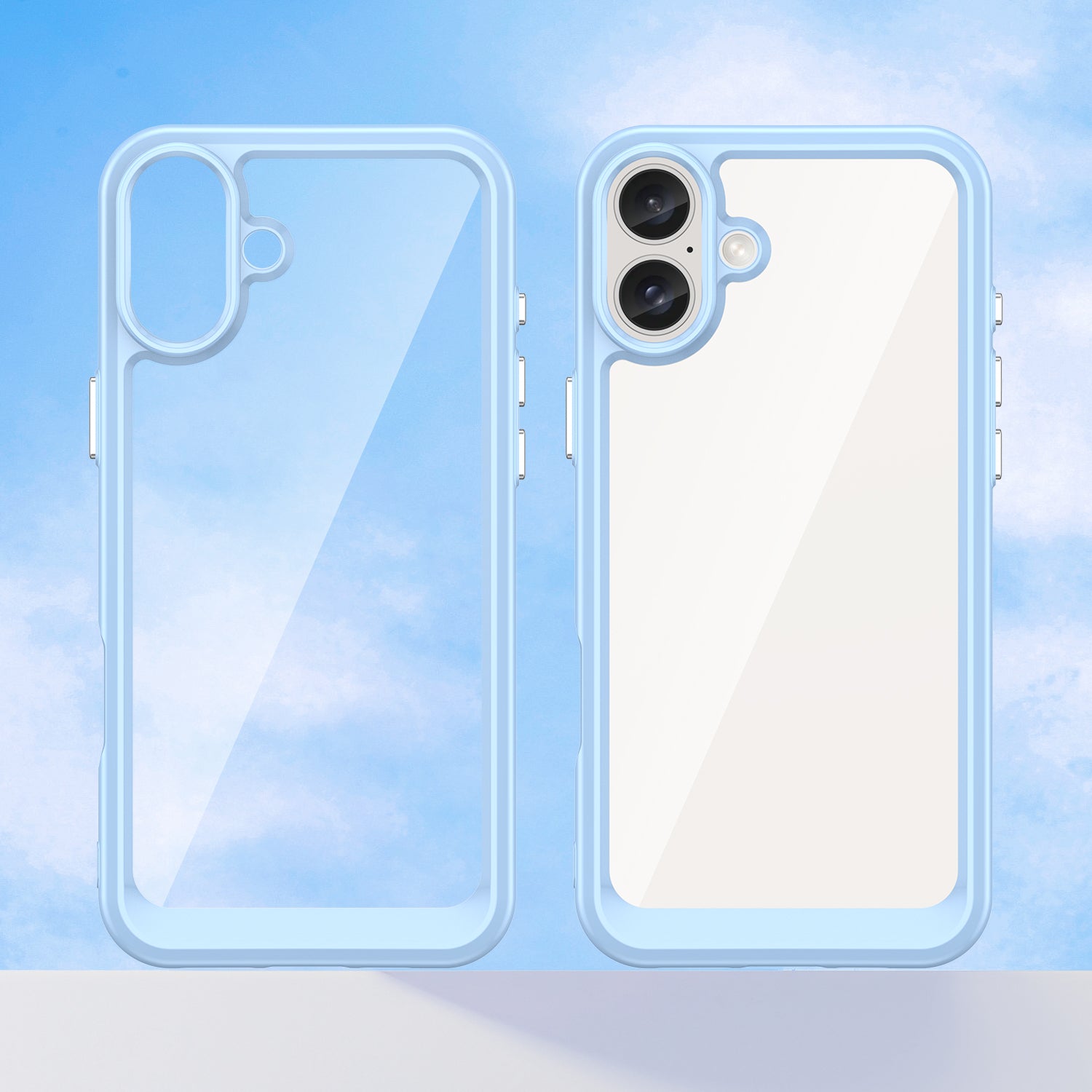 For iPhone 16 Case TPU+Acrylic Phone Cover Anti-Scratch Protective - Baby Blue