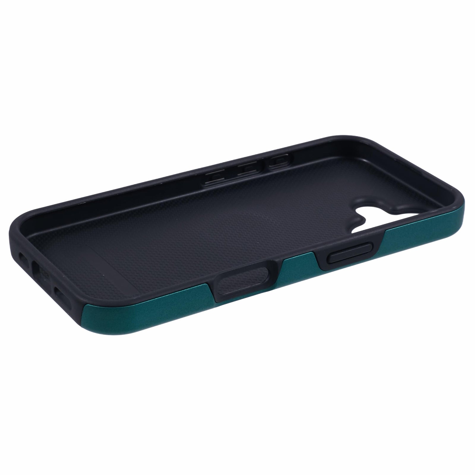 For iPhone 16 Case Anti-Drop PC+TPU Protective Cover with Rotary Kickstand - Blackish Green