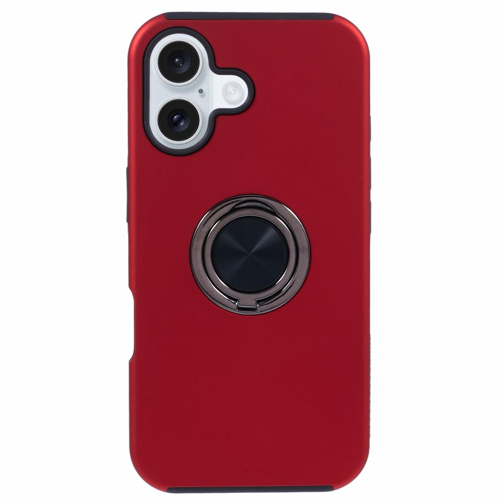 For iPhone 16 Case Anti-Drop PC+TPU Protective Cover with Rotary Kickstand - Red