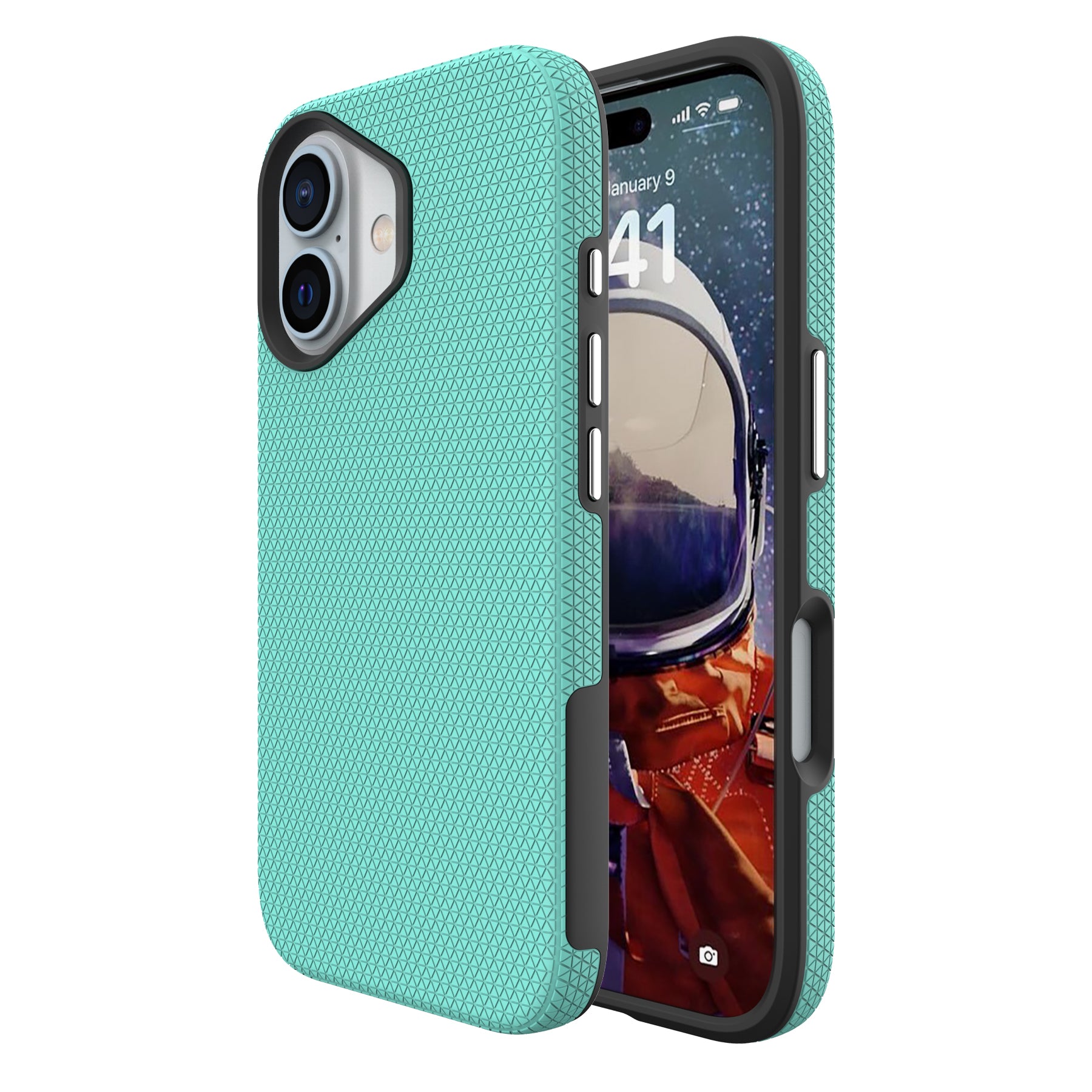 For iPhone 16 Plus Case TPU+PC Four Corner Anti-Drop Phone Cover - Mint Green