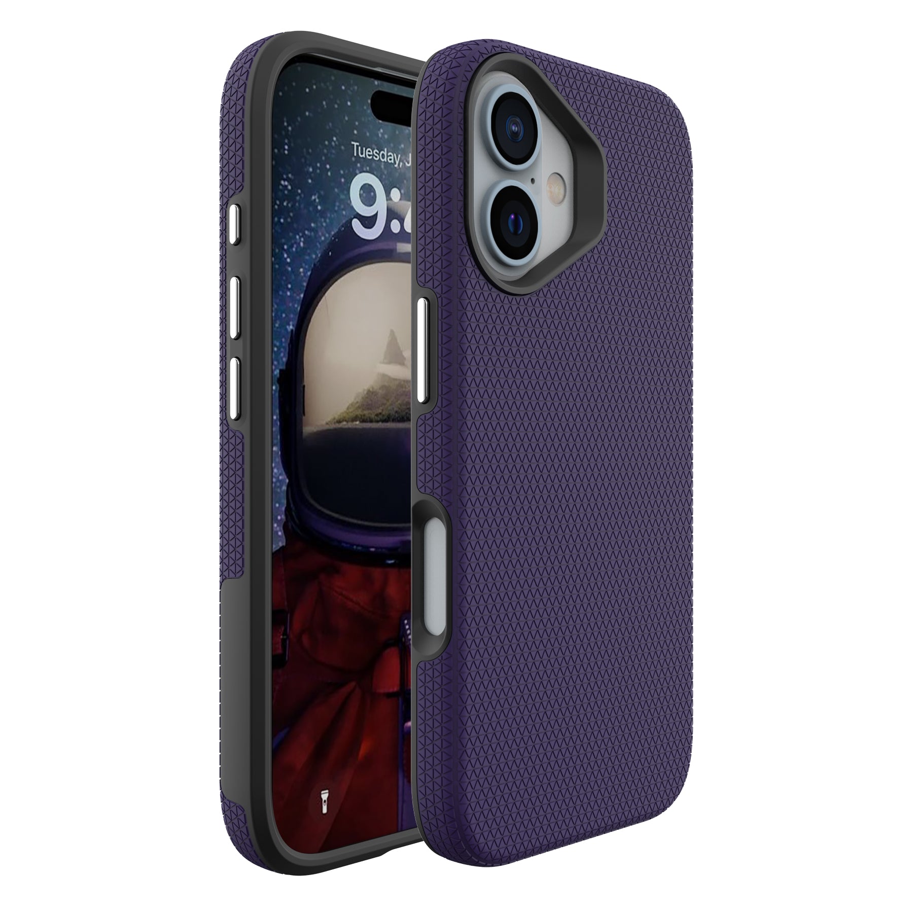 For iPhone 16 Plus Case TPU+PC Four Corner Anti-Drop Phone Cover - Dark Purple