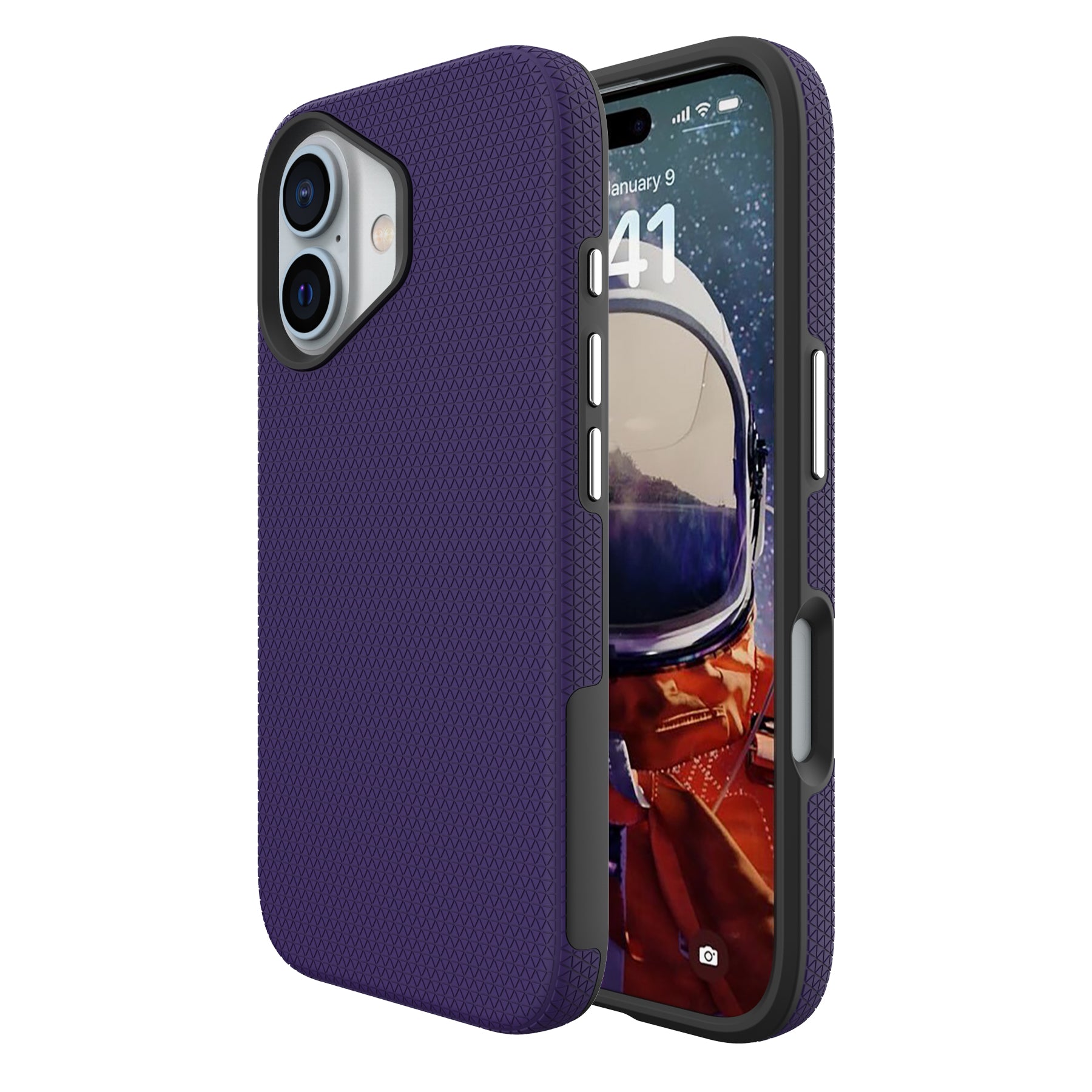 For iPhone 16 Plus Case TPU+PC Four Corner Anti-Drop Phone Cover - Dark Purple