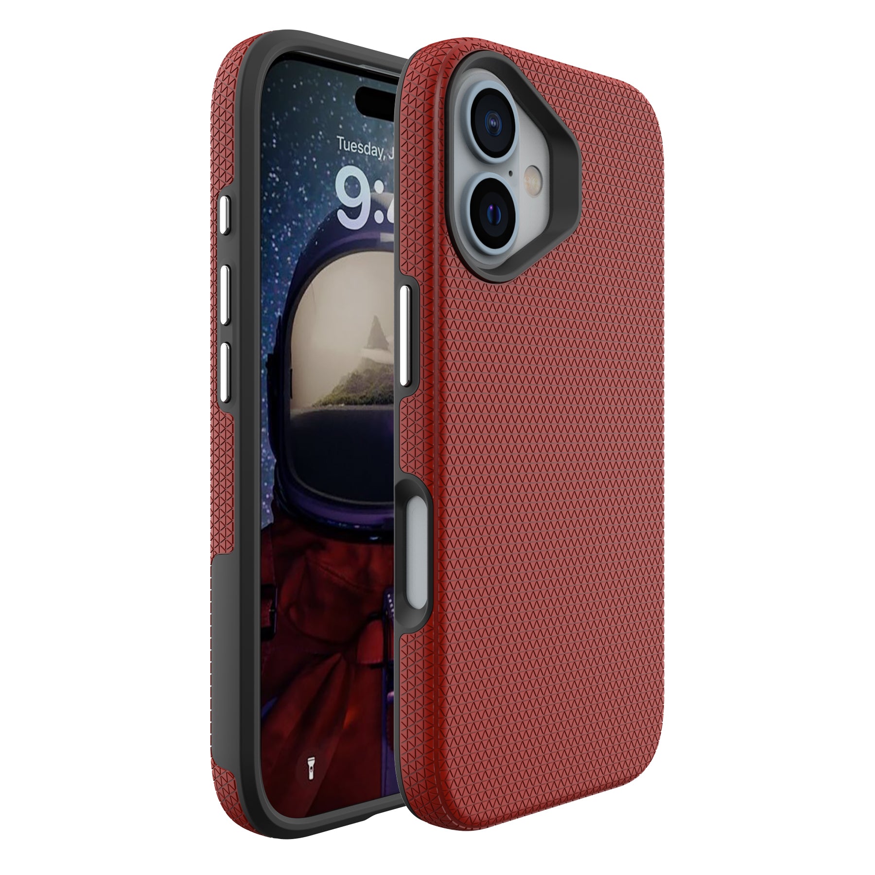 For iPhone 16 Case Anti-Drop TPU+PC Four Corner Phone Cover - Red