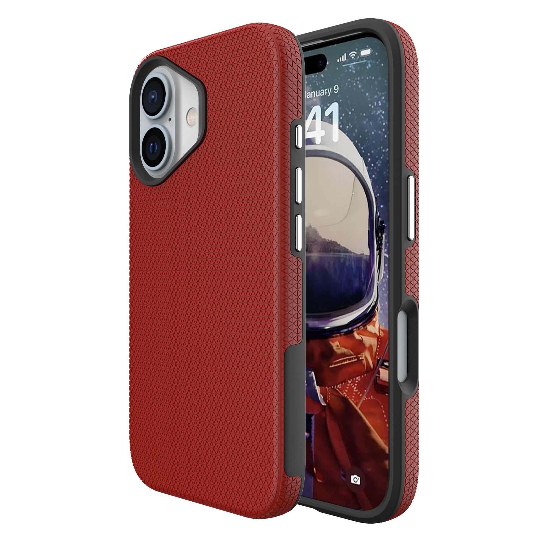 For iPhone 16 Case Anti-Drop TPU+PC Four Corner Phone Cover - Red