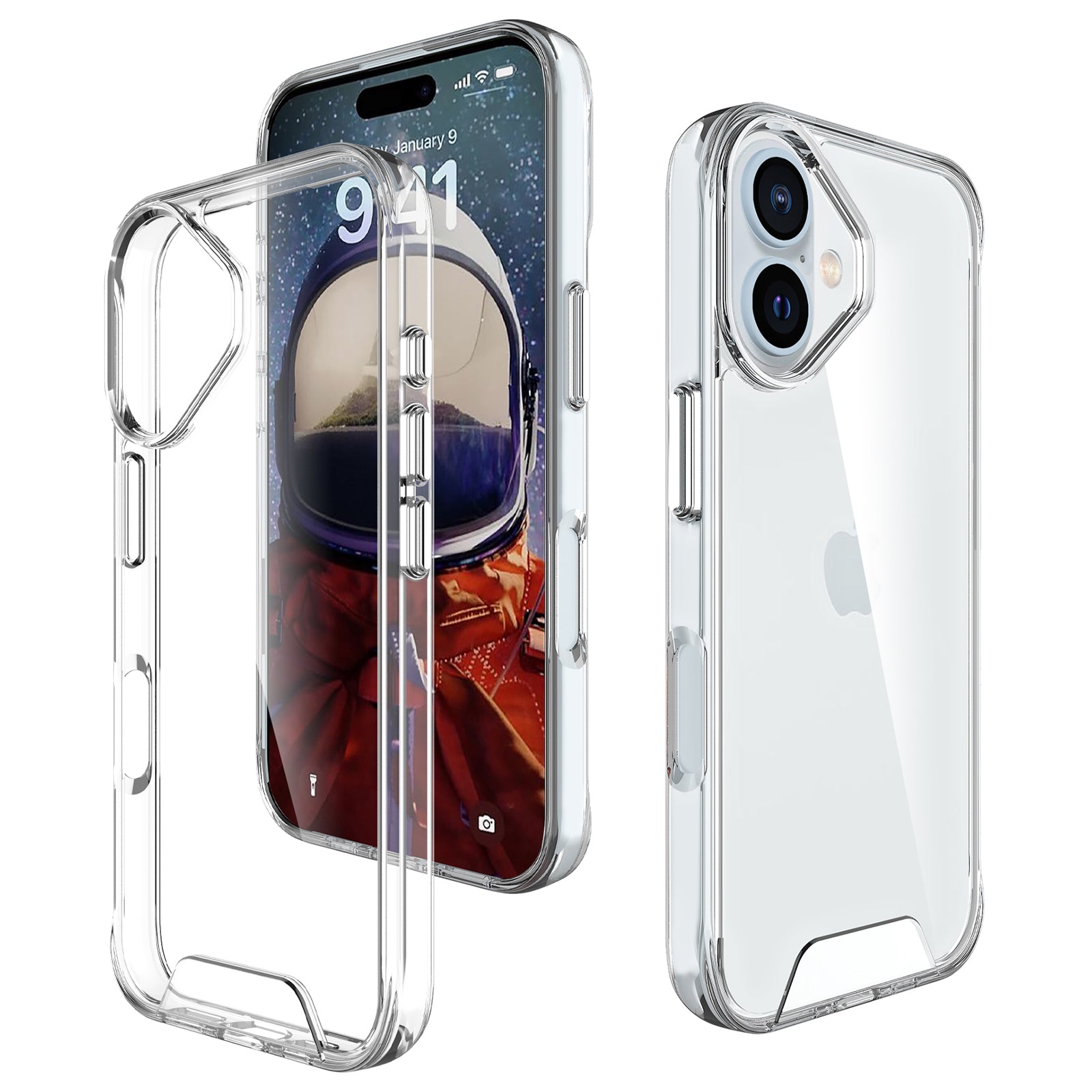 Space Series For iPhone 16 Case TPU Frame Clear PC Back Phone Cover