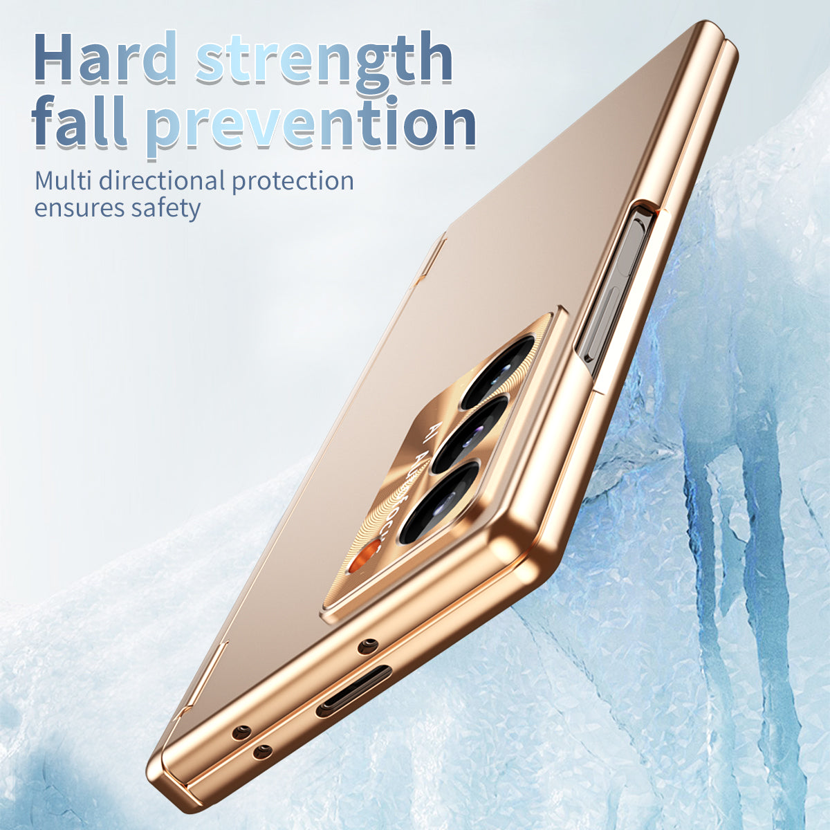 For Samsung Galaxy Z Fold6 5G Phone Case Hard PC Phone Cover with Tempered Glass Film / Stylus - Gold