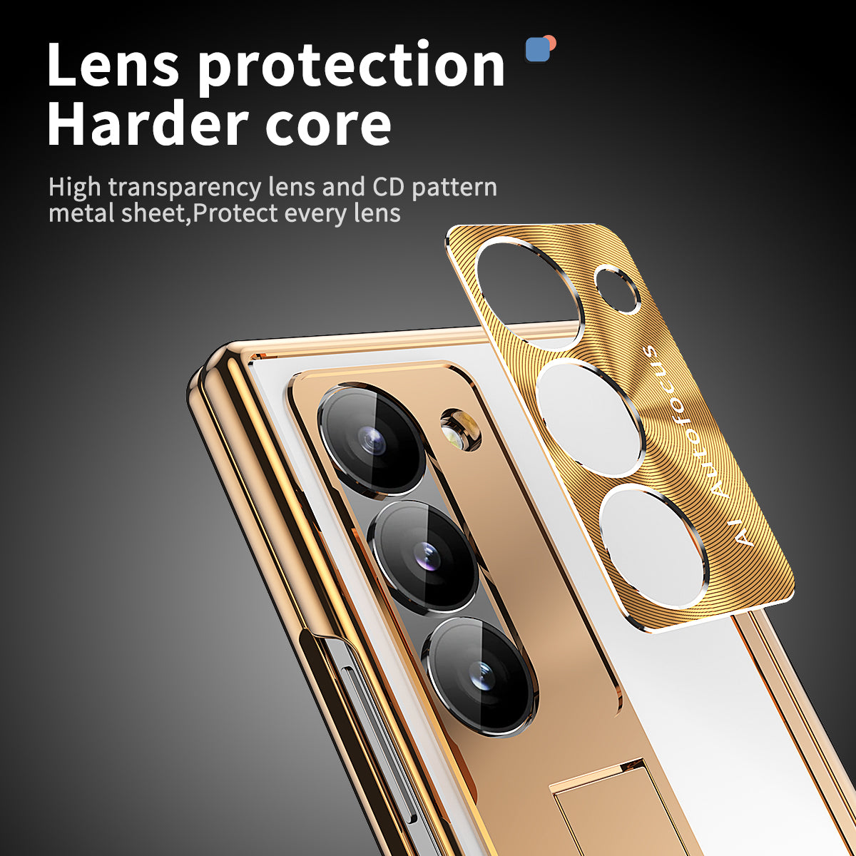 For Samsung Galaxy Z Fold6 5G Case Aluminum Alloy Phone Cover with Tempered Glass Film and Stylus - Gold+Silver