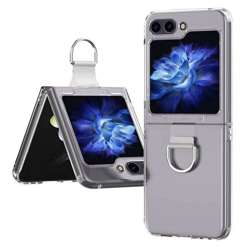 For Samsung Galaxy Z Flip6 5G Case with Ring Holder Clear PC Phone Cover