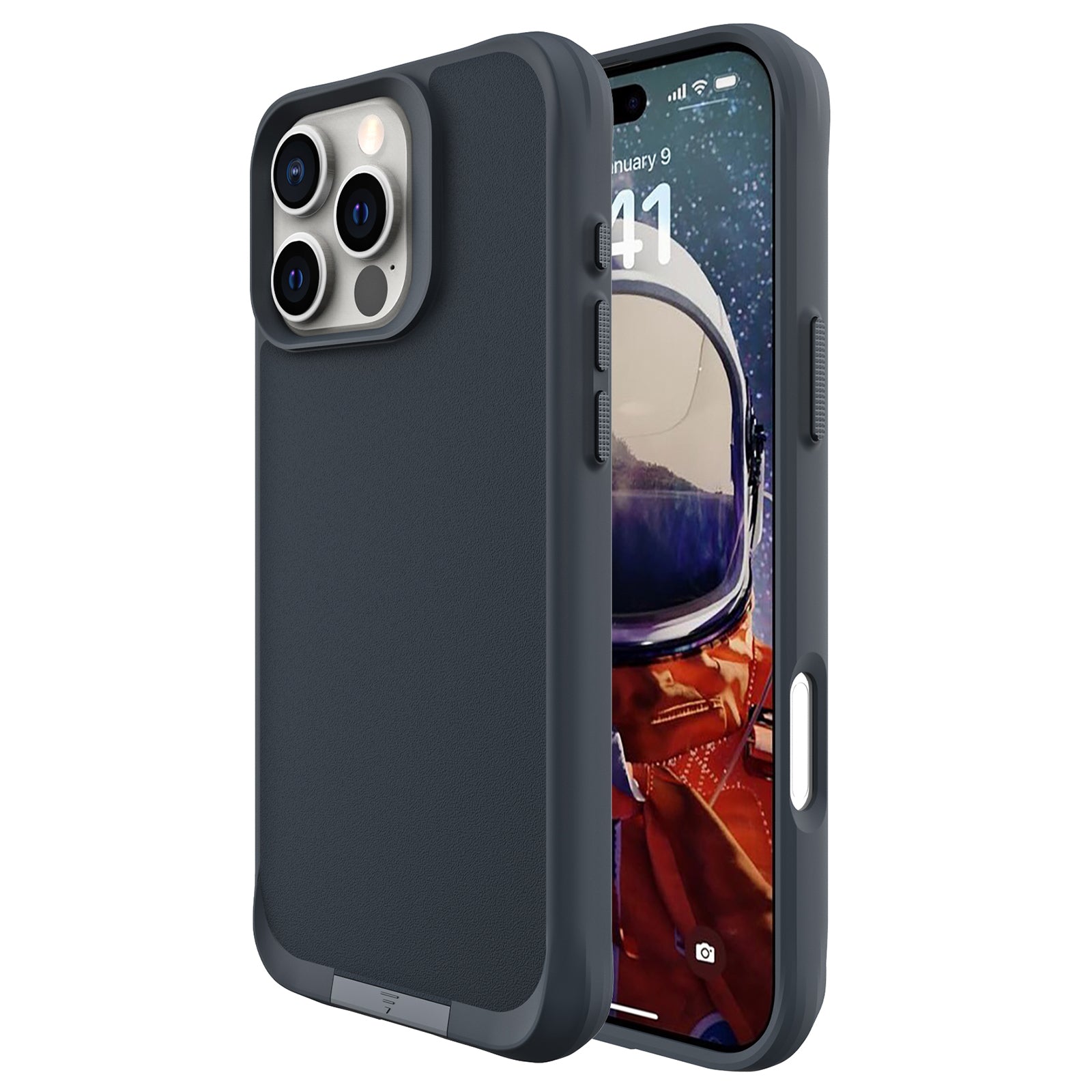 Taurustar Series For iPhone 16 Pro Max Case Kickstand Design PC+TPU Phone Cover - Grey Blue