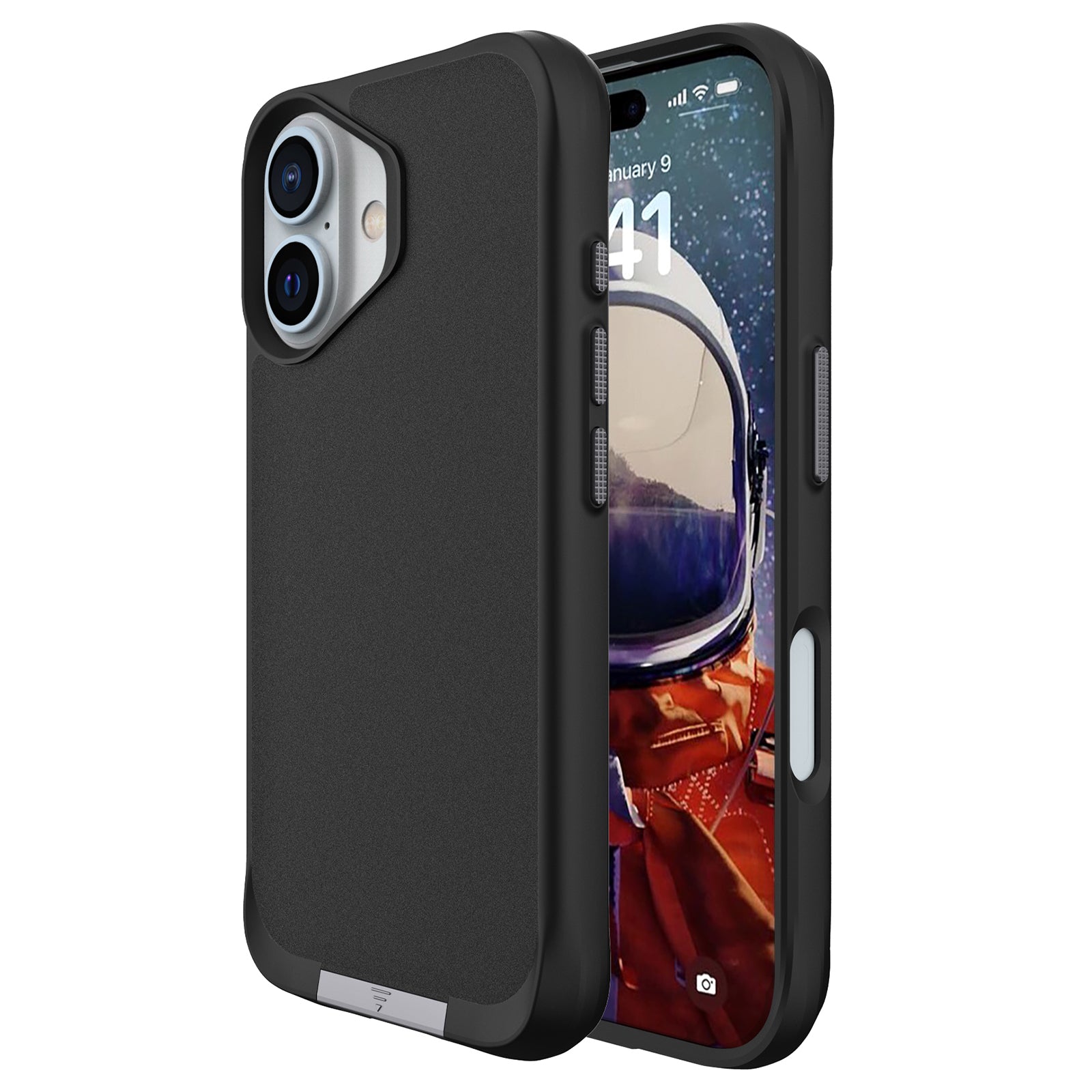 Taurustar Series For iPhone 16 Kickstand Case Shockproof PC+TPU Phone Cover - Black