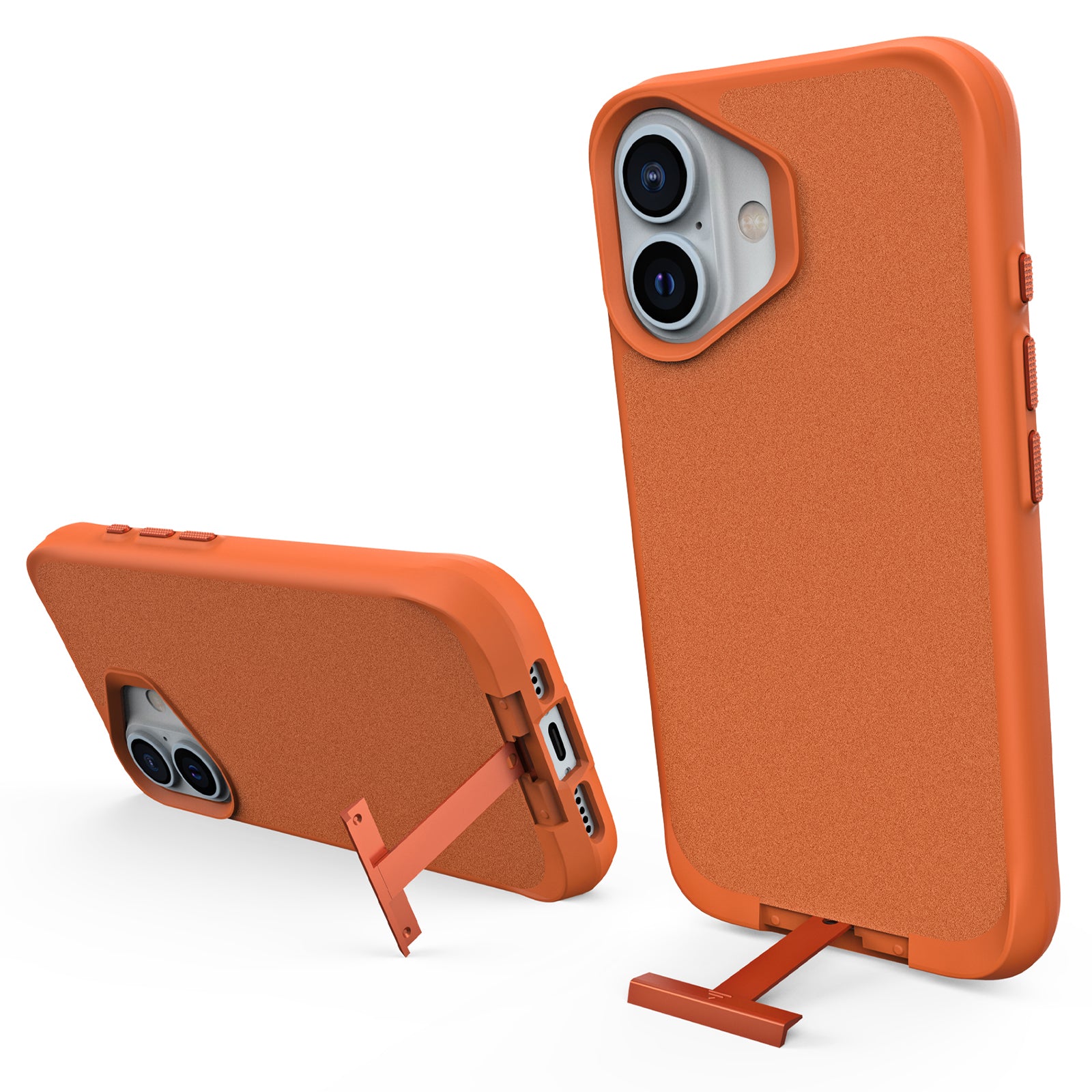 Taurustar Series For iPhone 16 Kickstand Case Shockproof PC+TPU Phone Cover - Orange