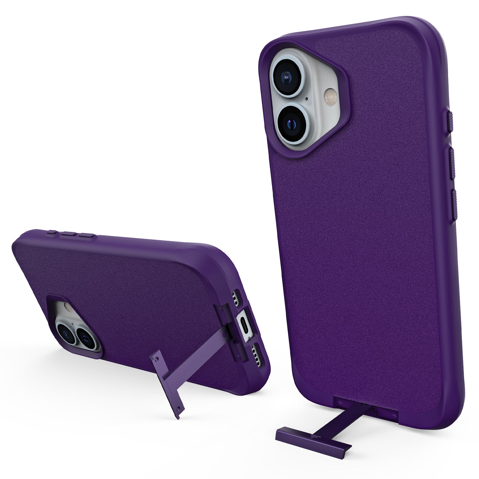 Taurustar Series For iPhone 16 Kickstand Case Shockproof PC+TPU Phone Cover - Purple