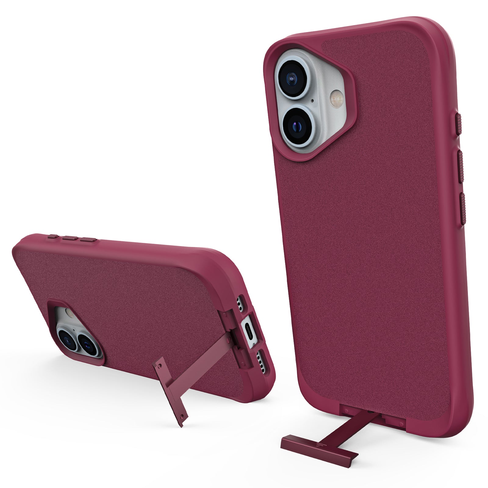 Taurustar Series For iPhone 16 Kickstand Case Shockproof PC+TPU Phone Cover - Red