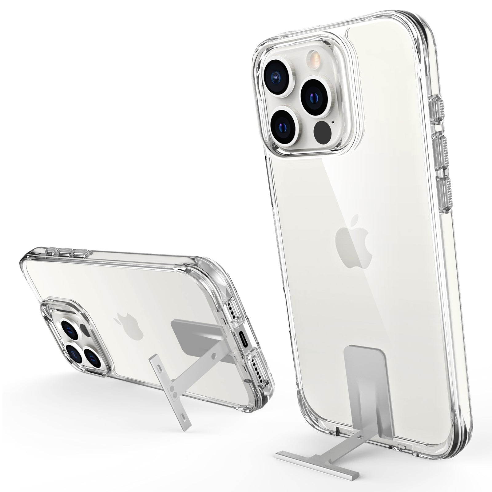 For iPhone 16 Pro Max Case TPU+PC Kickstand Clear Phone Cover