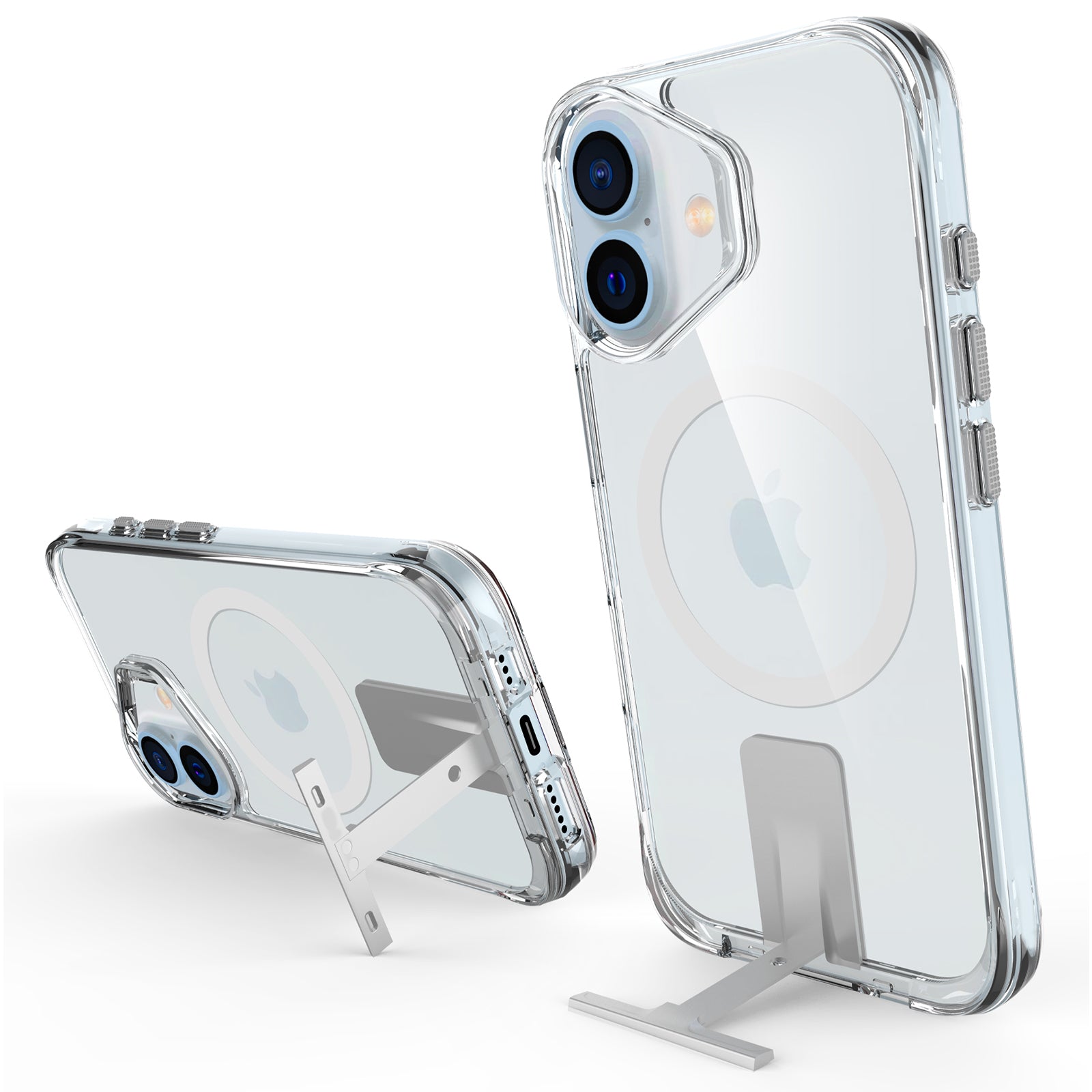 For iPhone 16 Case Compatible with MagSafe TPU+PC Kickstand Clear Phone Case