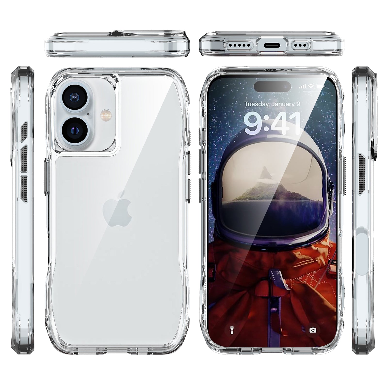 For iPhone 16 Case TPU+PC Anti-Scratch Transparent Phone Cover