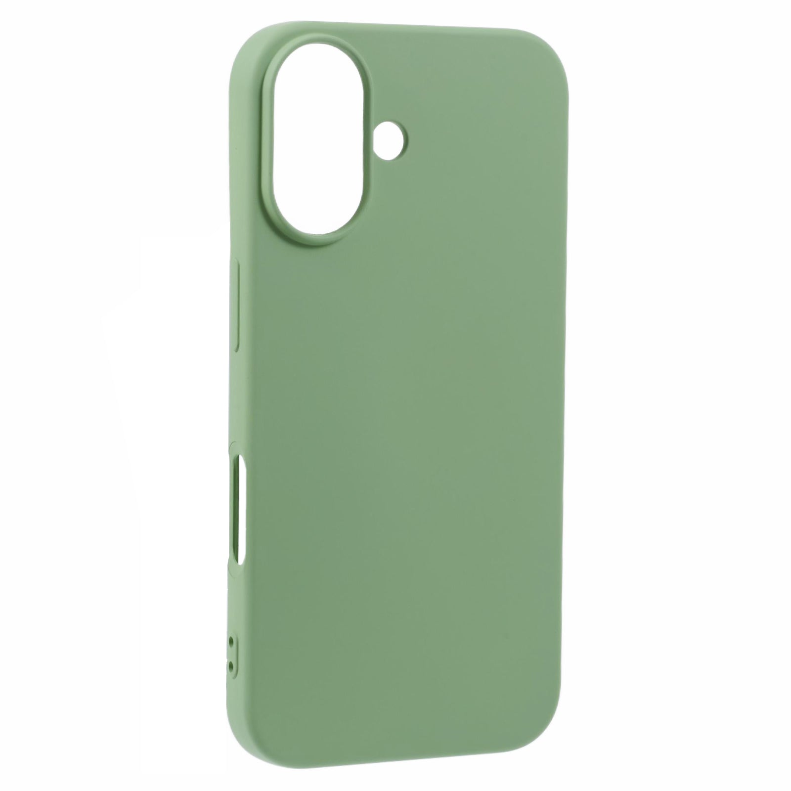 For iPhone 16 Case TPU Phone Cover with Soft Fiber Lining - Matcha Green