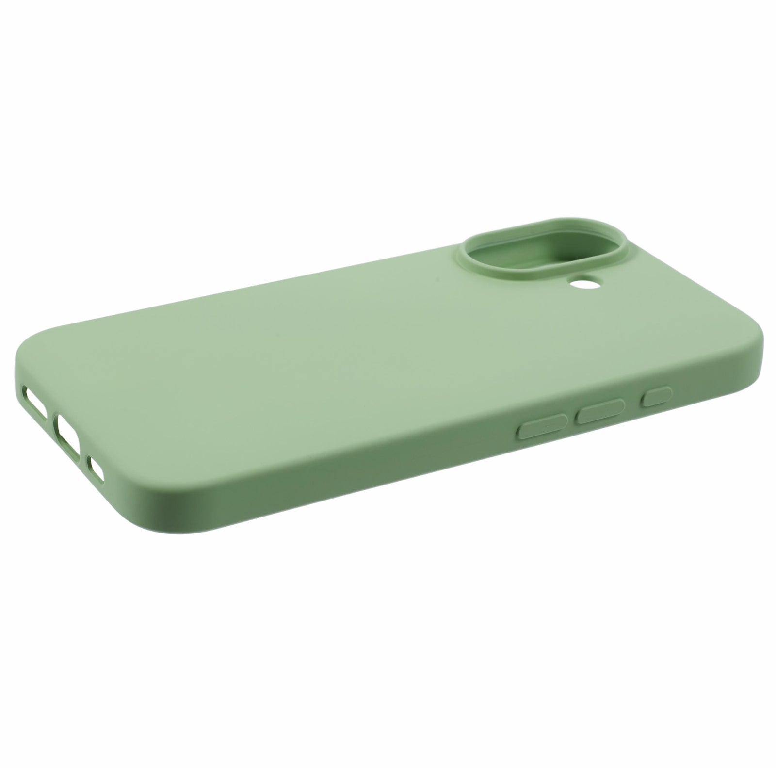 For iPhone 16 Case TPU Phone Cover with Soft Fiber Lining - Matcha Green