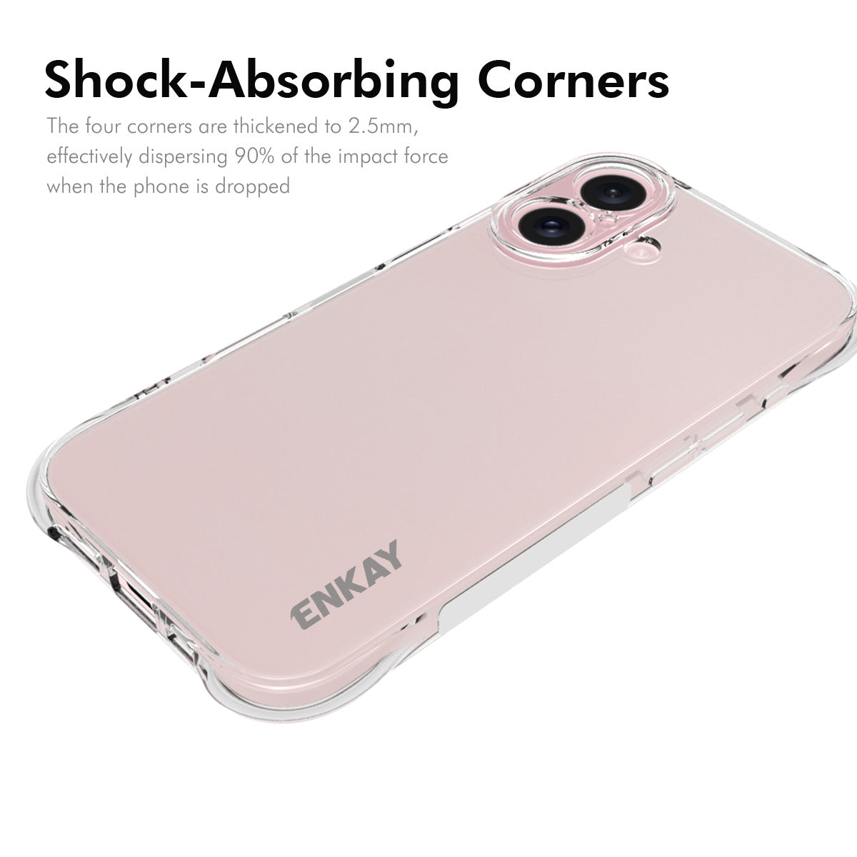 ENKAY HAT PRINCE For iPhone 16 Plus Clear Case Anti-Drop Corners Protection TPU Phone Cover