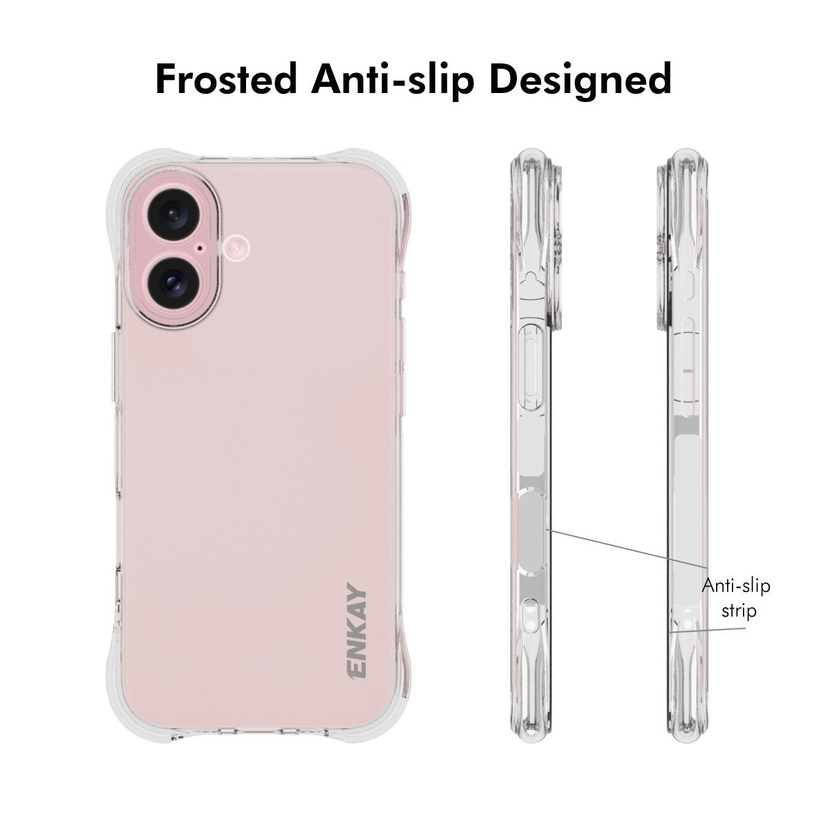 ENKAY HAT PRINCE For iPhone 16 Plus Clear Case Anti-Drop Corners Protection TPU Phone Cover