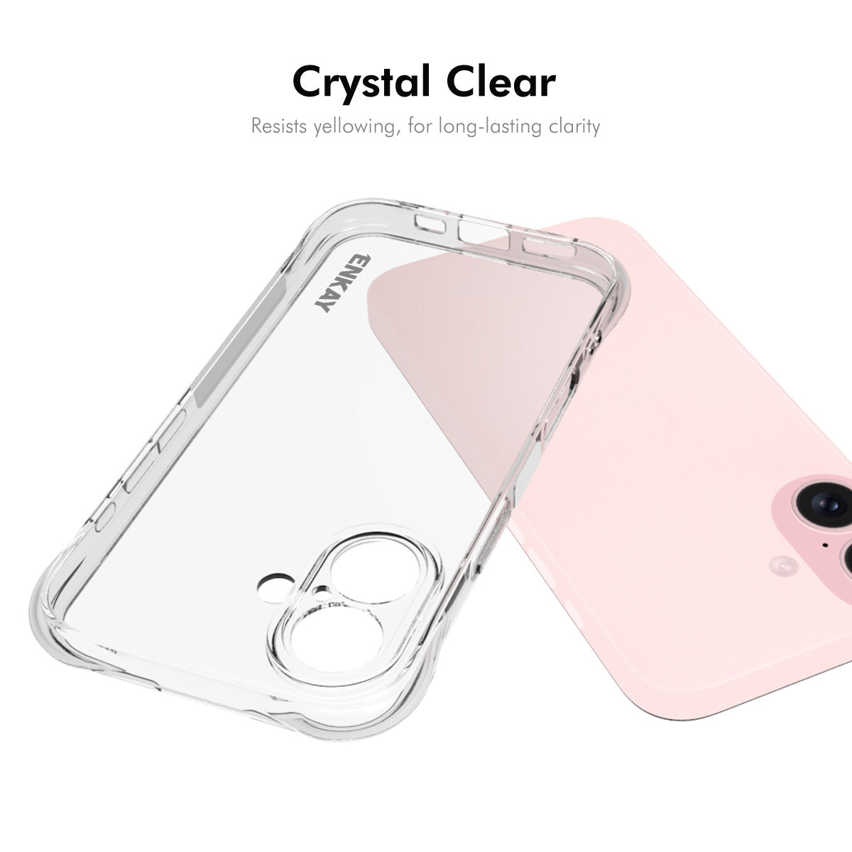 ENKAY HAT PRINCE For iPhone 16 Plus Clear Case Anti-Drop Corners Protection TPU Phone Cover