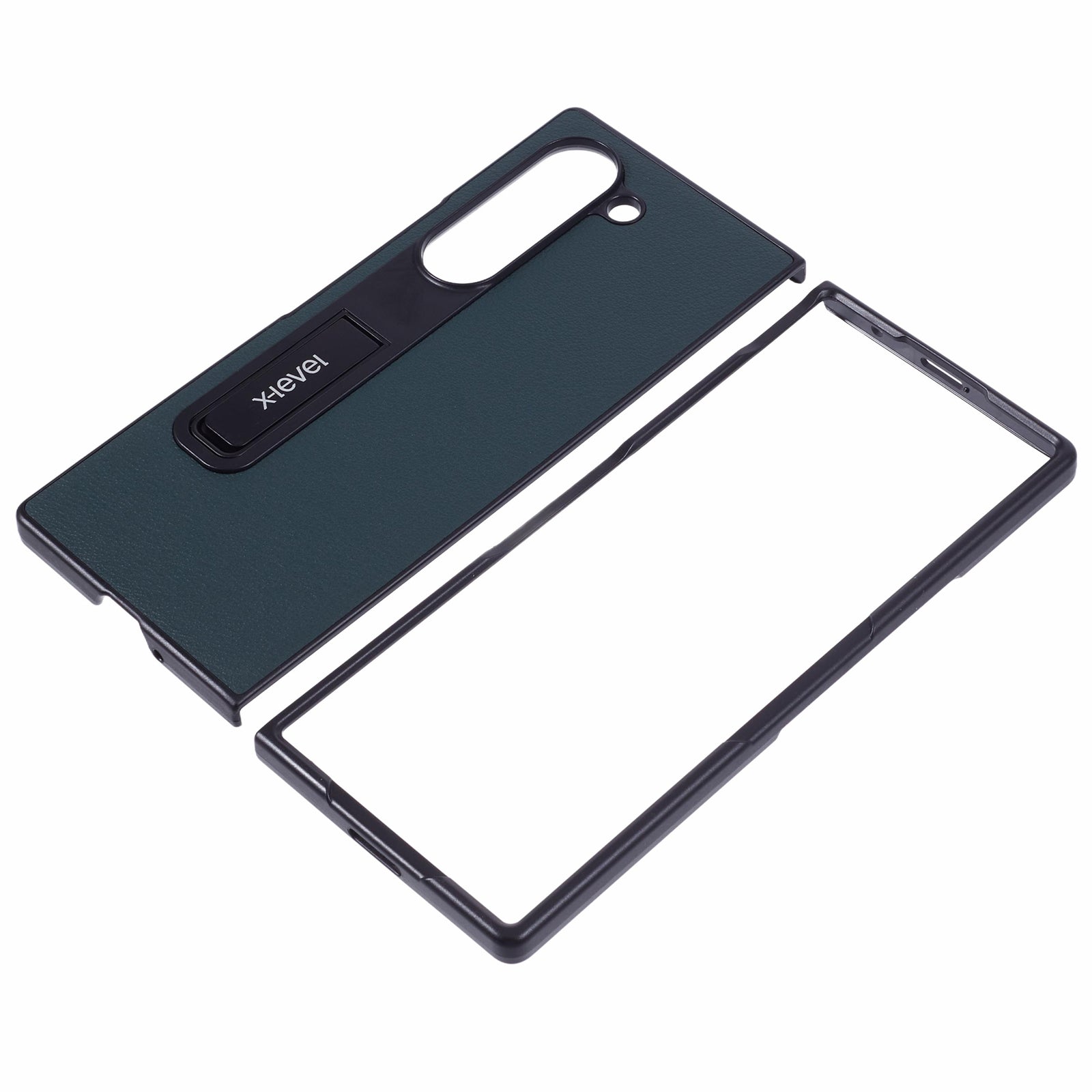 X-LEVEL For Samsung Galaxy Z Fold6 5G Magnetic Kickstand Phone Case PU Leather+PC Phone Cover - Midnight Green