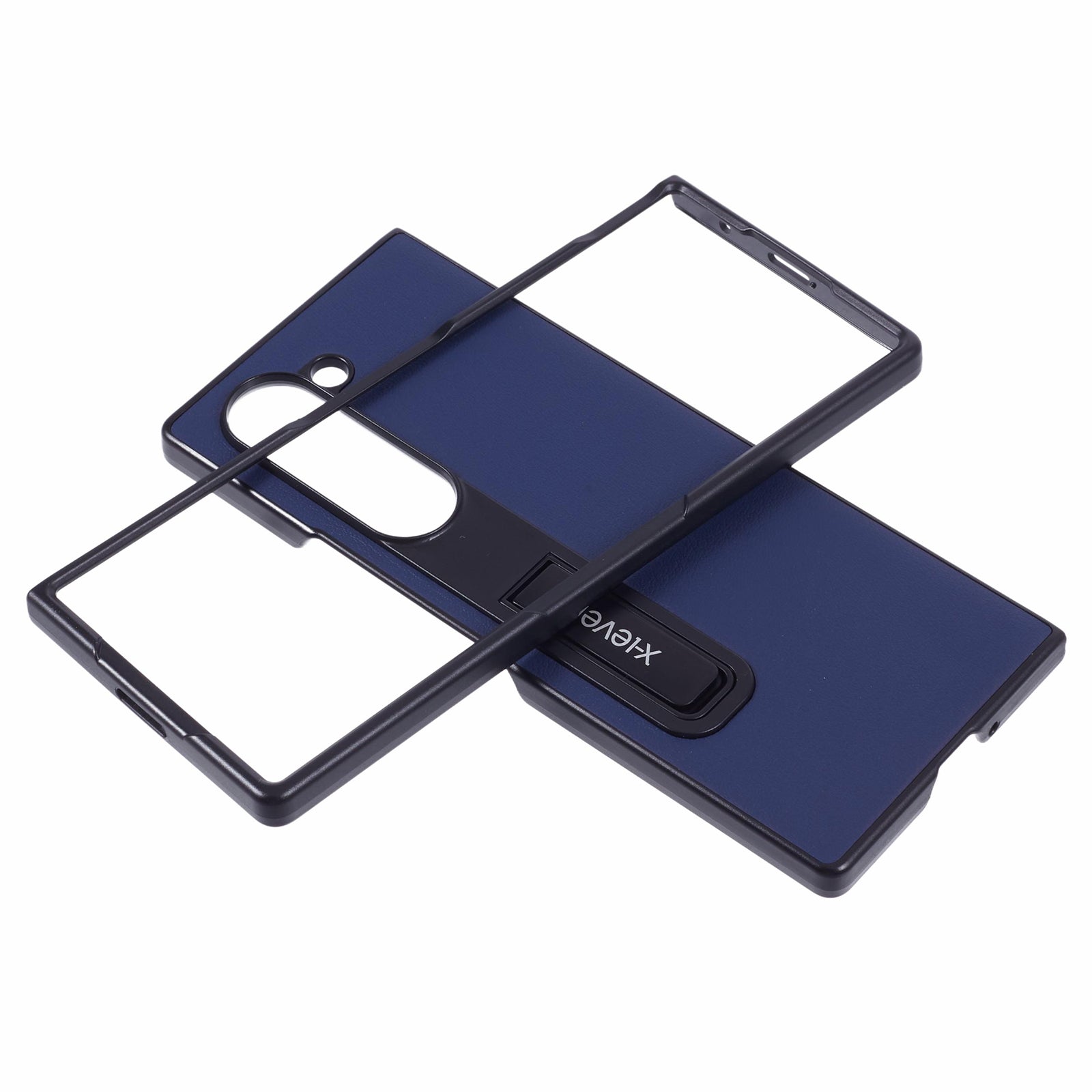 X-LEVEL For Samsung Galaxy Z Fold6 5G Magnetic Kickstand Phone Case PU Leather+PC Phone Cover - Dark Blue