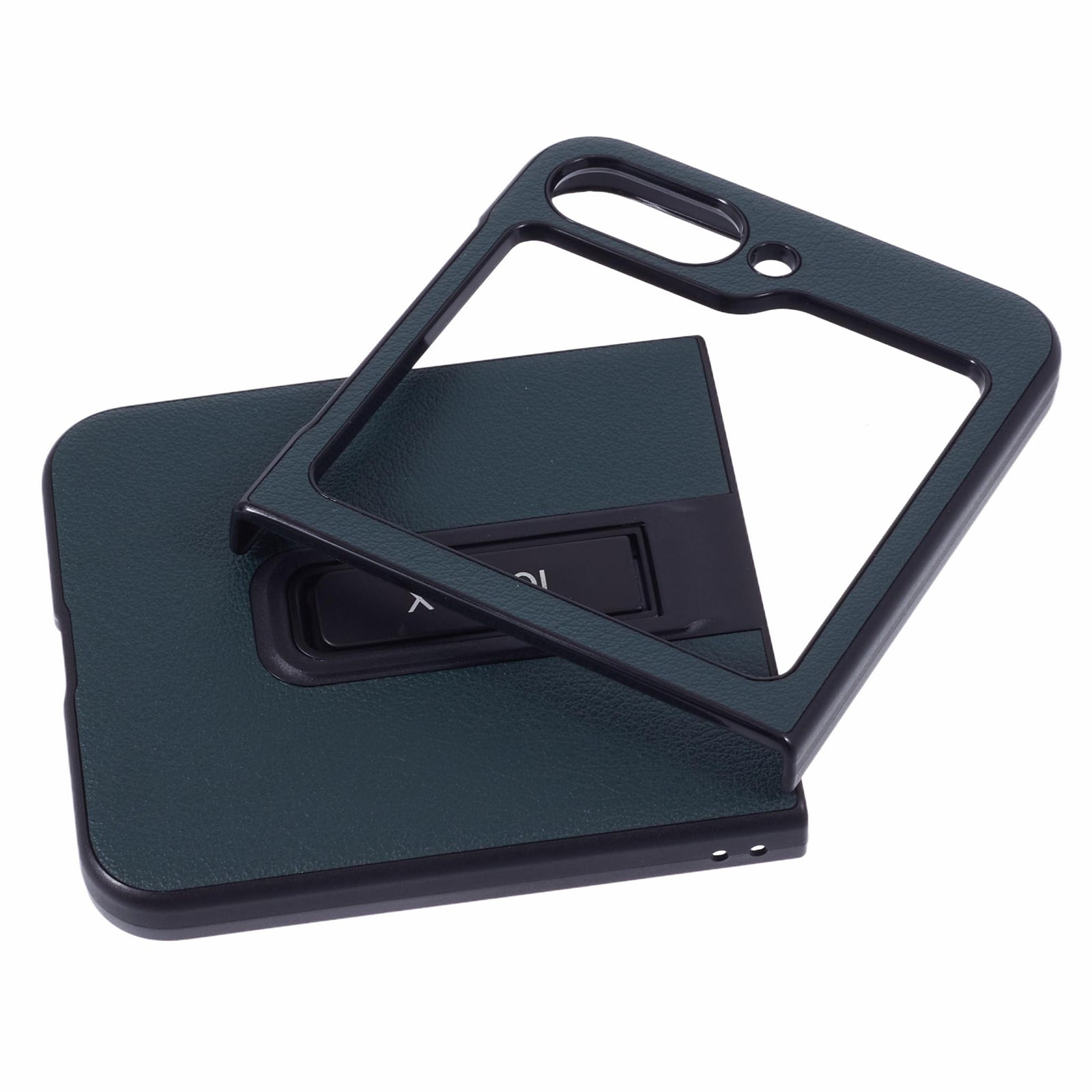 X-LEVEL For Samsung Galaxy Z Flip6 5G Magnetic Kickstand Folding Phone Case PU Leather Coated PC Cover - Midnight Green