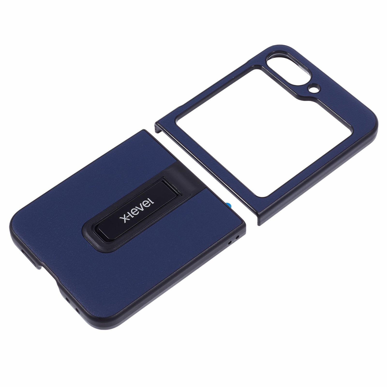 X-LEVEL For Samsung Galaxy Z Flip6 5G Magnetic Kickstand Folding Phone Case PU Leather Coated PC Cover - Dark Blue