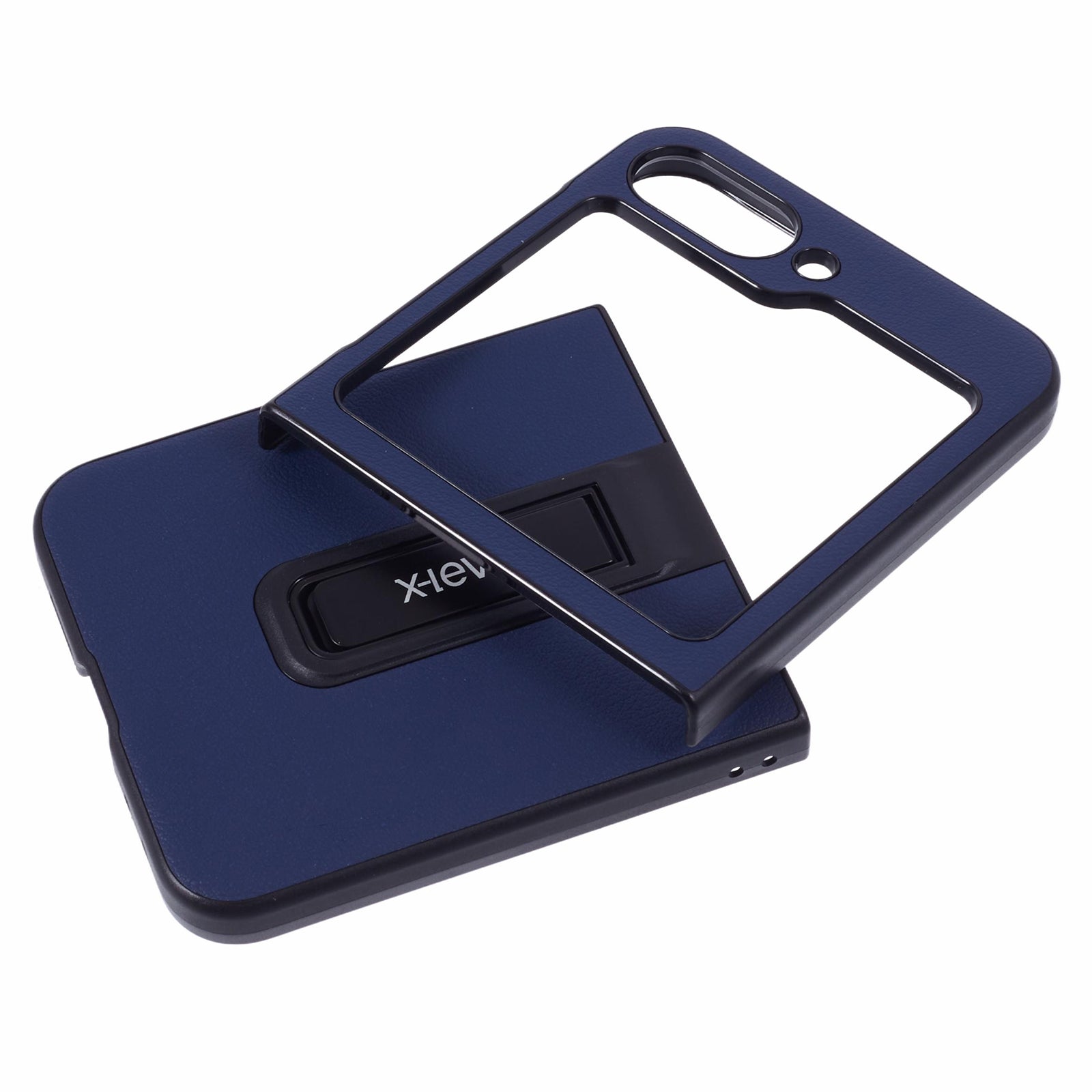 X-LEVEL For Samsung Galaxy Z Flip6 5G Magnetic Kickstand Folding Phone Case PU Leather Coated PC Cover - Dark Blue