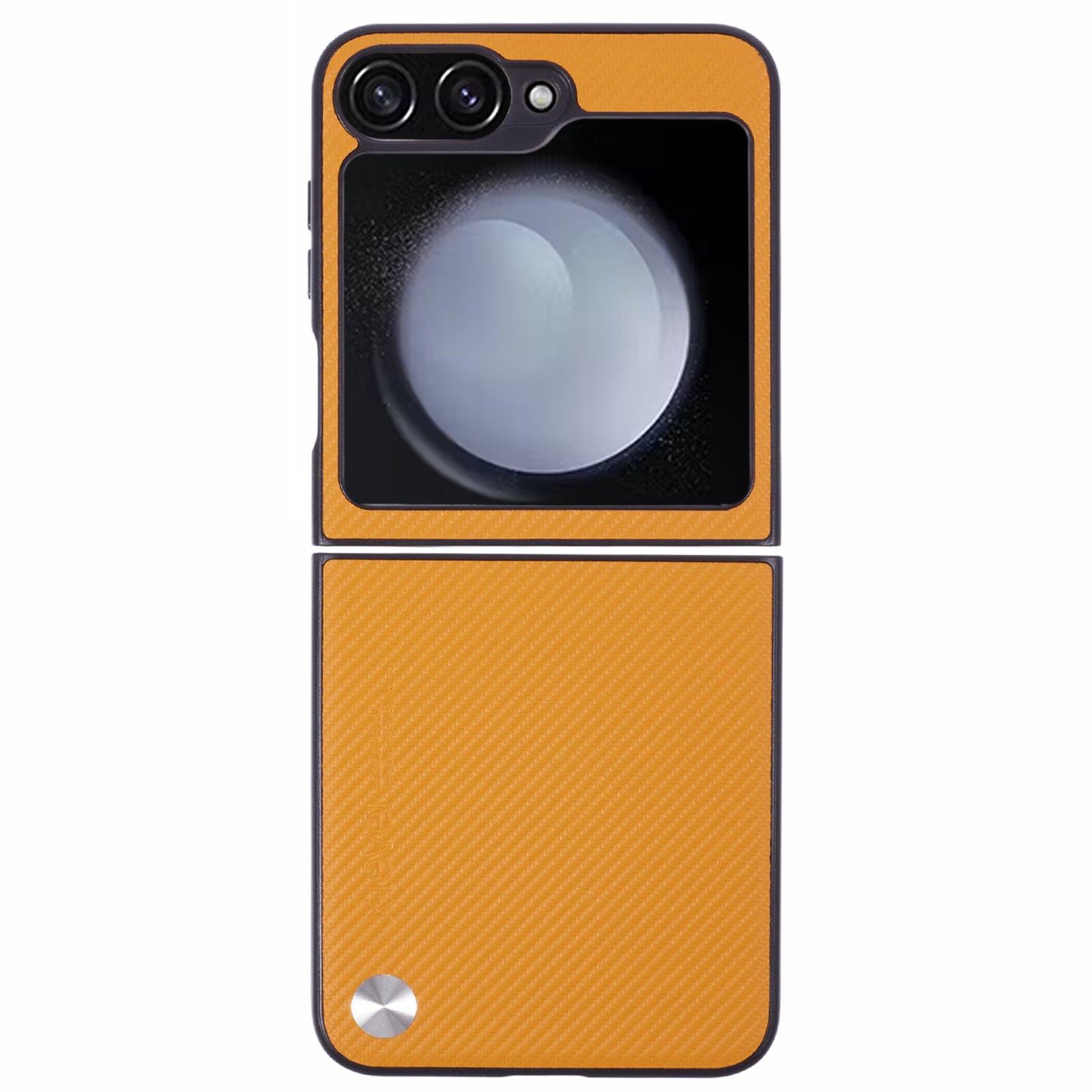 X-LEVEL Phone Case for Samsung Galaxy Z Flip6 5G Carbon Fiber Texture PU Leather+PC Phone Cover - Orange