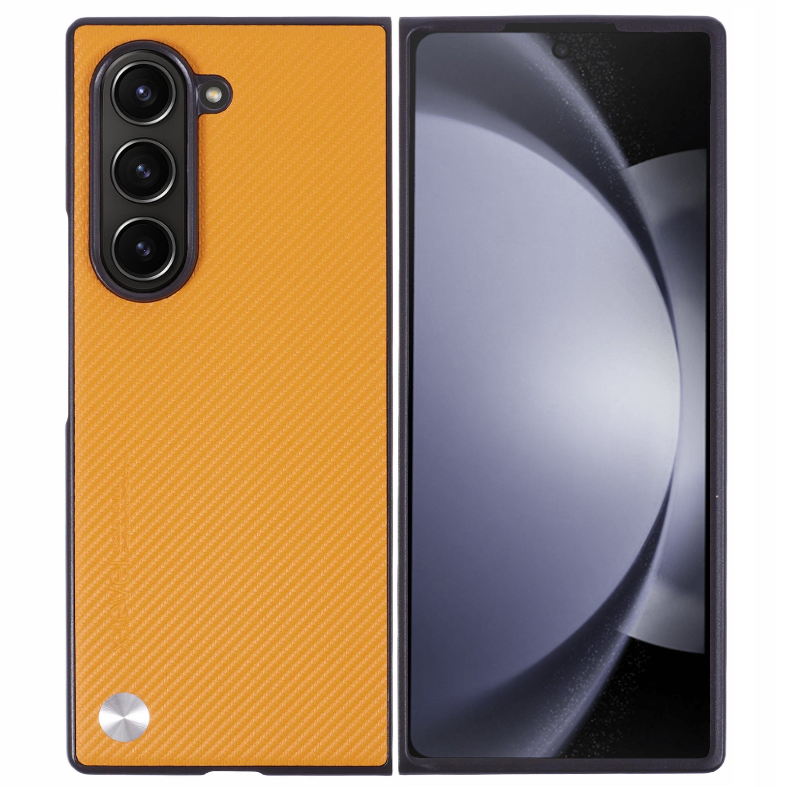 X-LEVEL For Samsung Galaxy Z Fold6 5G Carbon Fiber PU Leather Coated PC Cell Phone Case - Orange