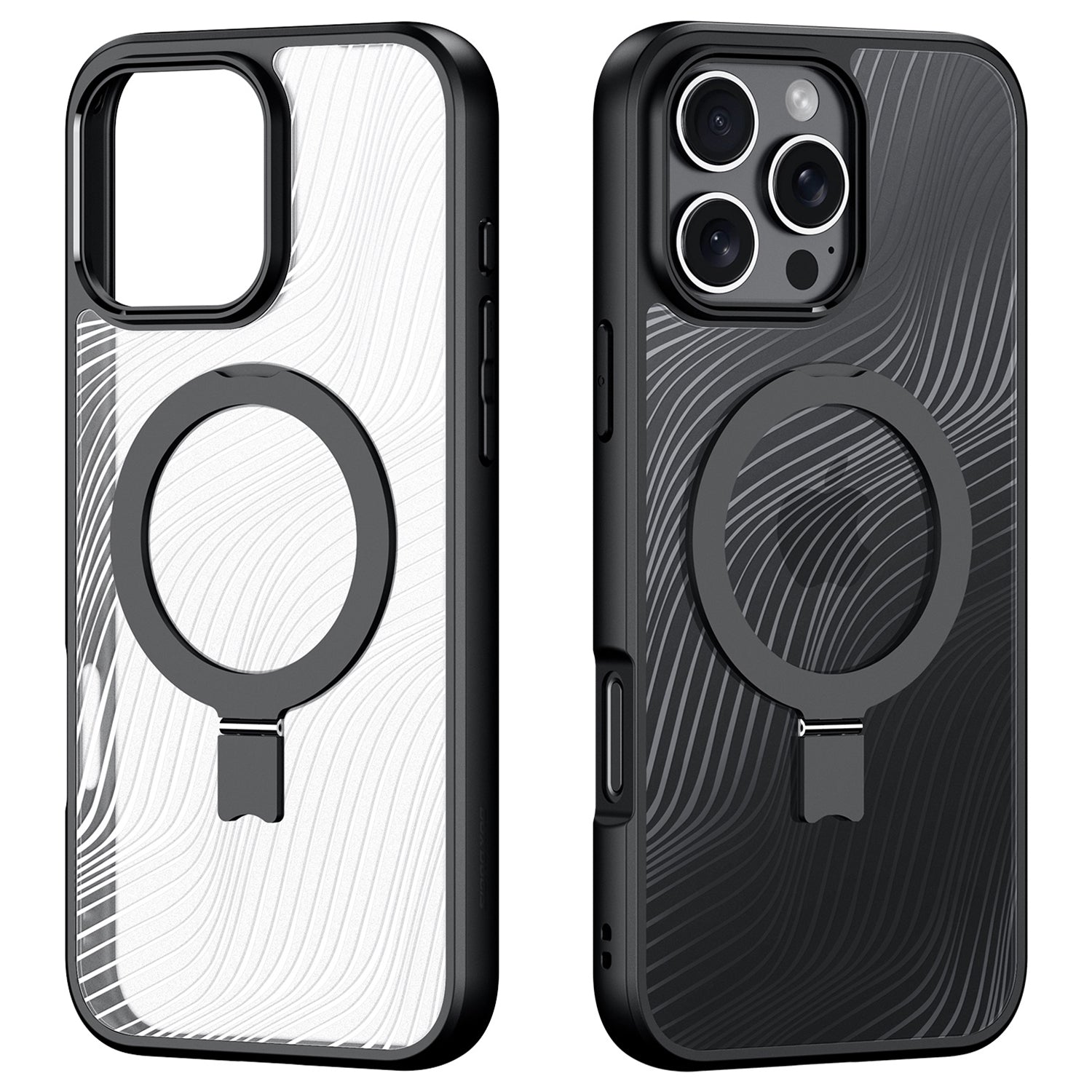 DUX DUCIS Aimo Series for iPhone 16 Pro Magnetic Phone Case TPU+PC Kickstand Cover (REACH Certification) - Black