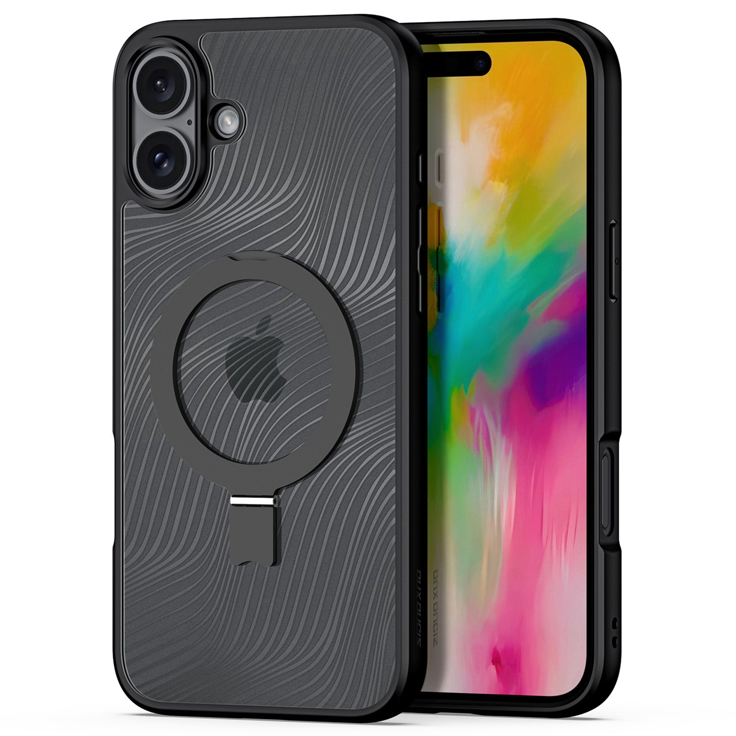 DUX DUCIS Aimo Series for iPhone 16 Plus Magnetic Case TPU+PC Kickstand Phone Cover (REACH Certification), Black