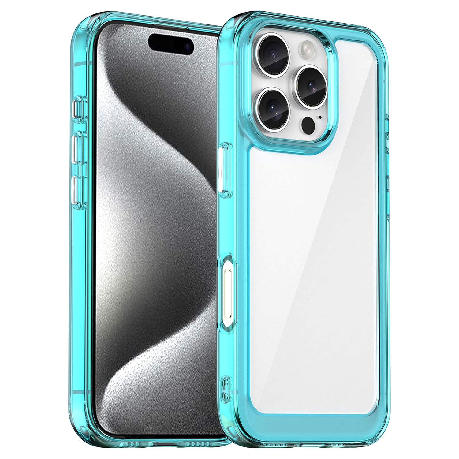 For iPhone 16 Pro Case TPU Frame Clear Acrylic Back Phone Cover - Transparent Blue