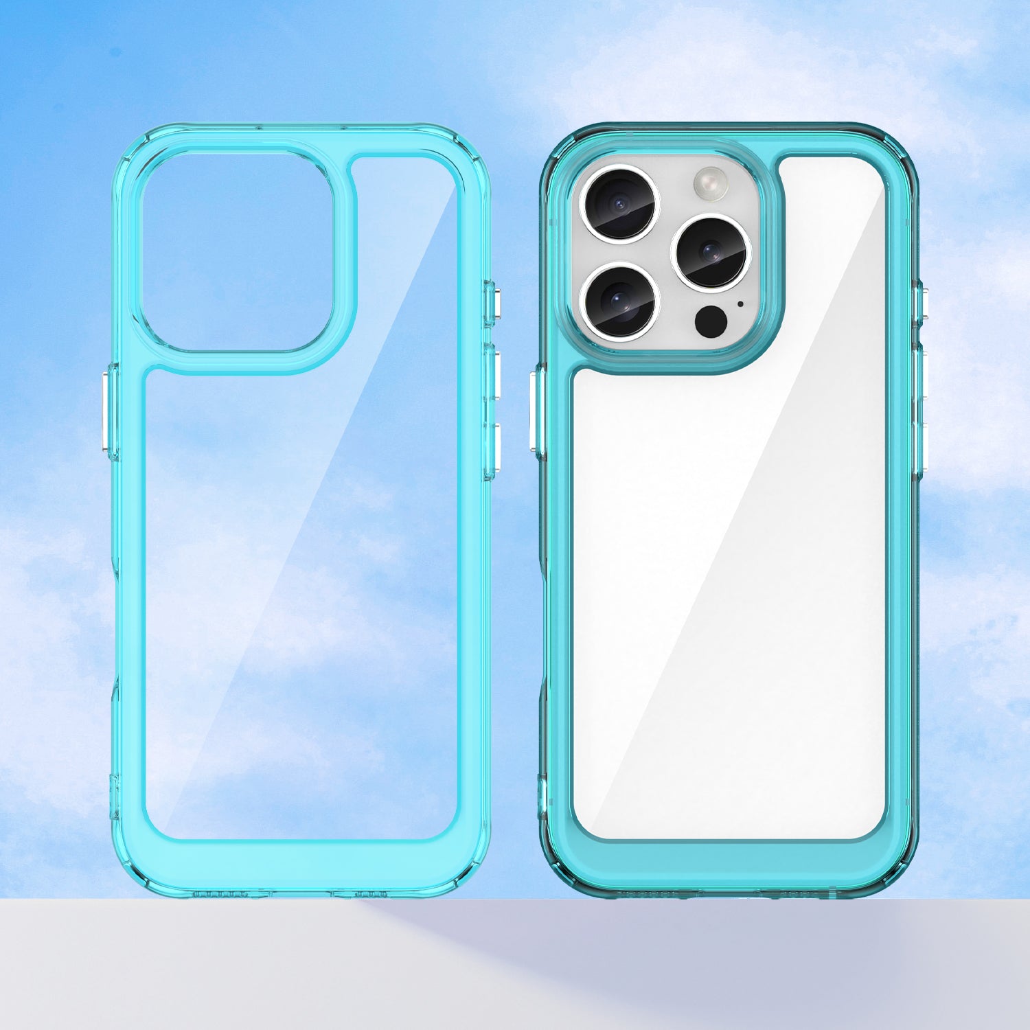 For iPhone 16 Pro Case TPU Frame Clear Acrylic Back Phone Cover - Transparent Blue