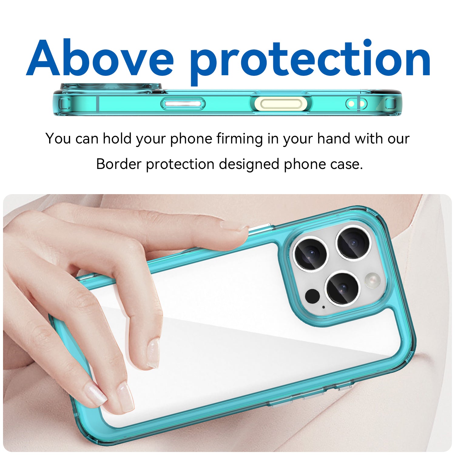 For iPhone 16 Pro Case TPU Frame Clear Acrylic Back Phone Cover - Transparent Blue