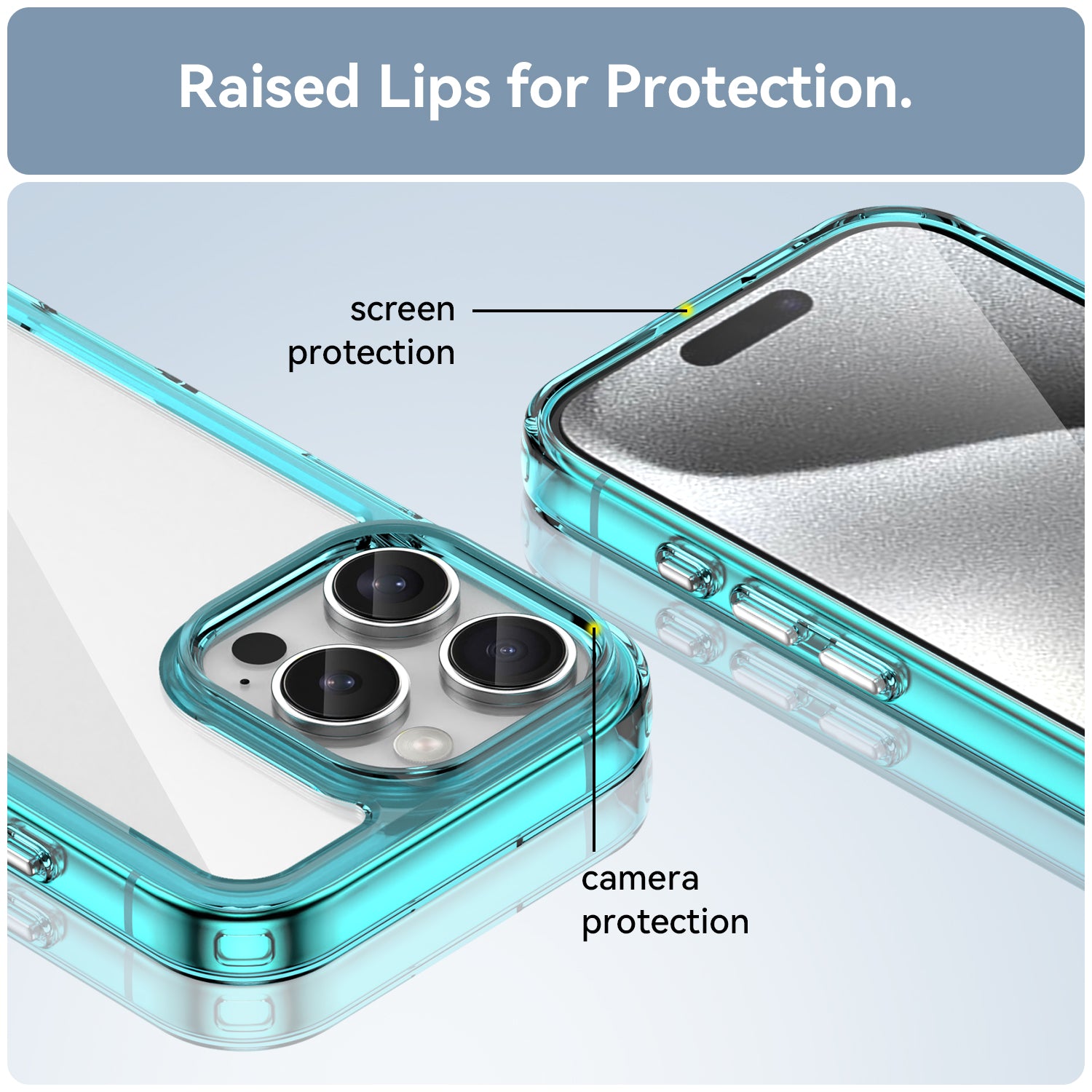 For iPhone 16 Pro Case TPU Frame Clear Acrylic Back Phone Cover - Transparent Blue