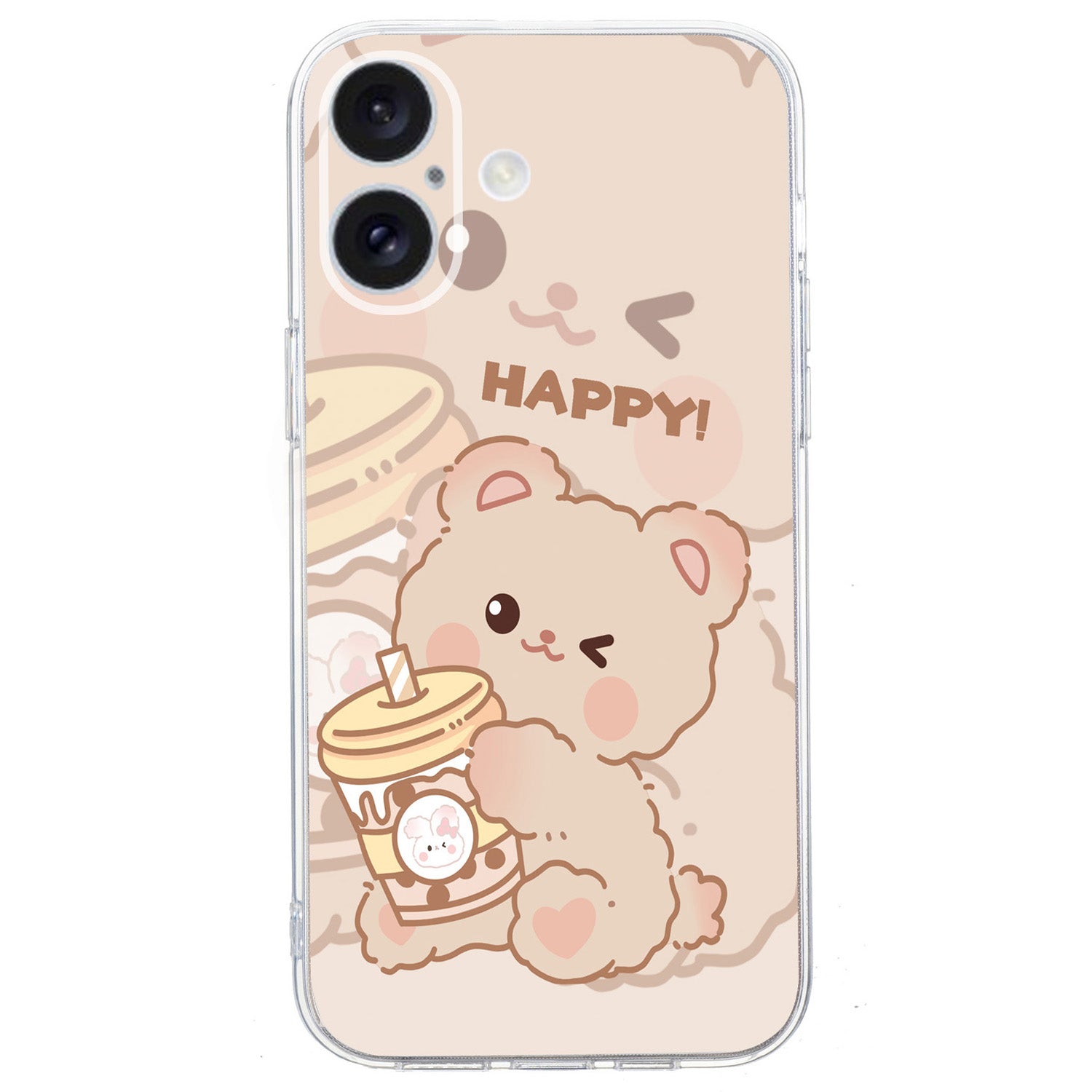 For iPhone 16 Case Soft TPU Pattern Printing Phone Cover with Transparent Edge - Bear