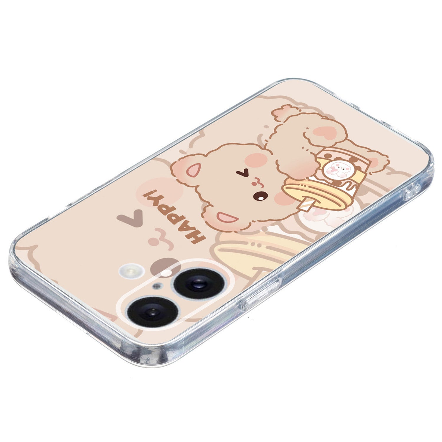 For iPhone 16 Case Soft TPU Pattern Printing Phone Cover with Transparent Edge - Bear