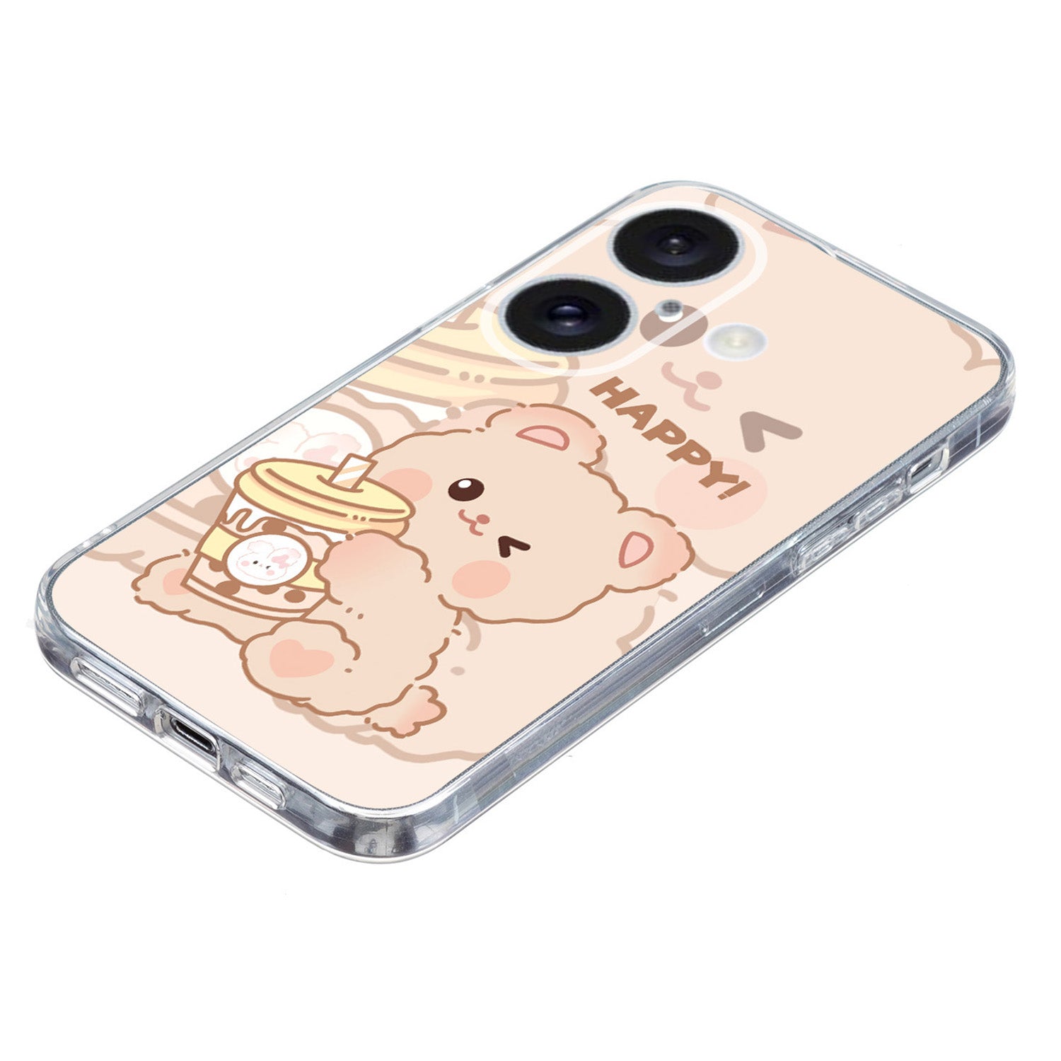 For iPhone 16 Case Soft TPU Pattern Printing Phone Cover with Transparent Edge - Bear