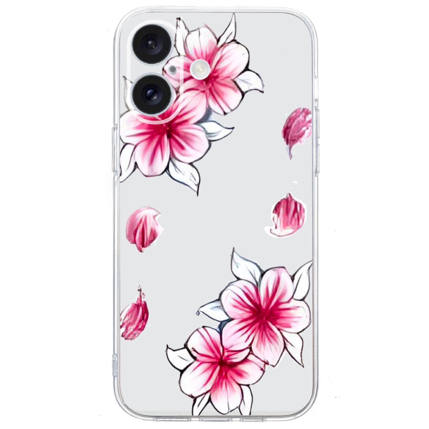 For iPhone 16 Case Soft TPU Pattern Printing Phone Cover with Transparent Edge - Cherry Blossom