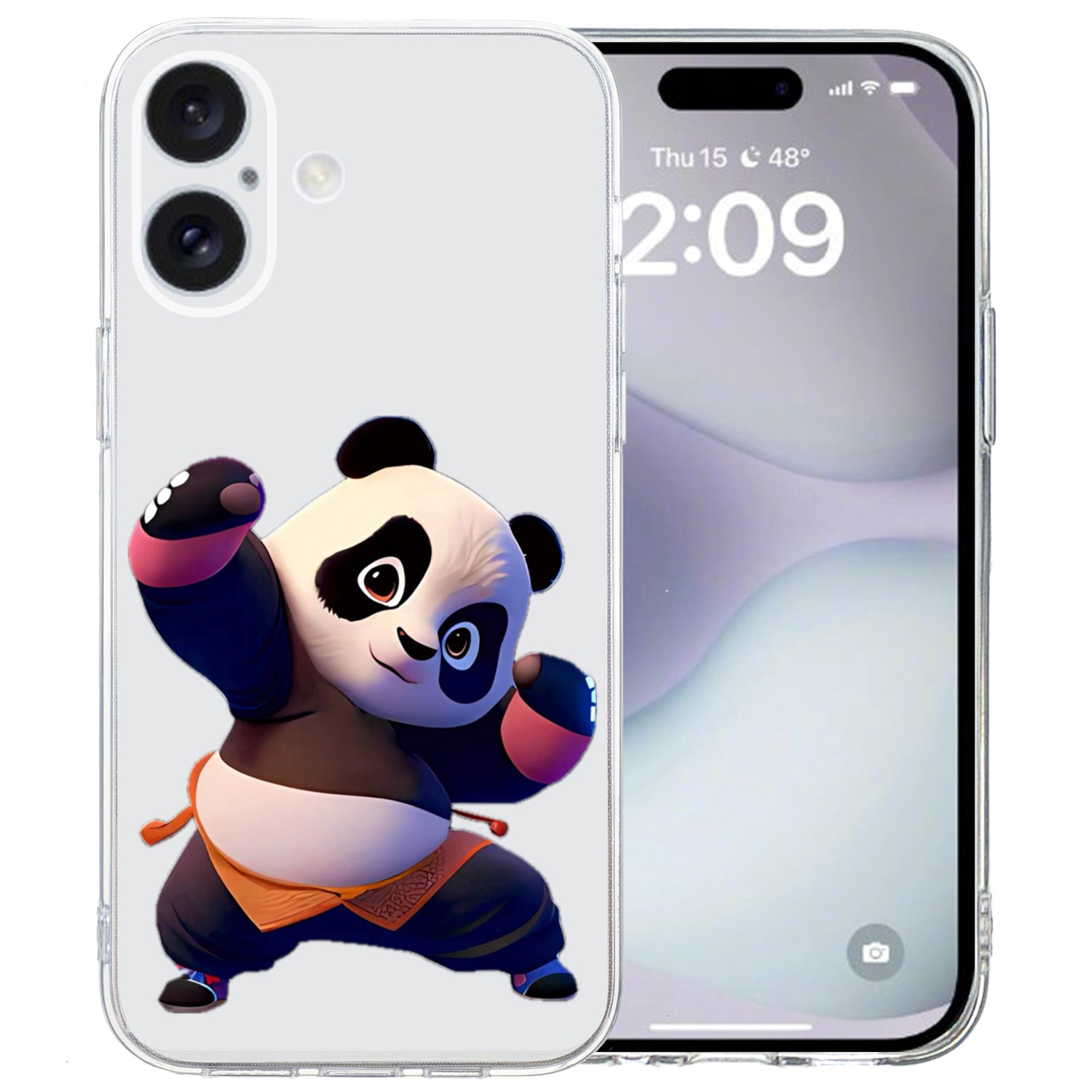 For iPhone 16 Case Soft TPU Pattern Printing Phone Cover with Transparent Edge - Panda