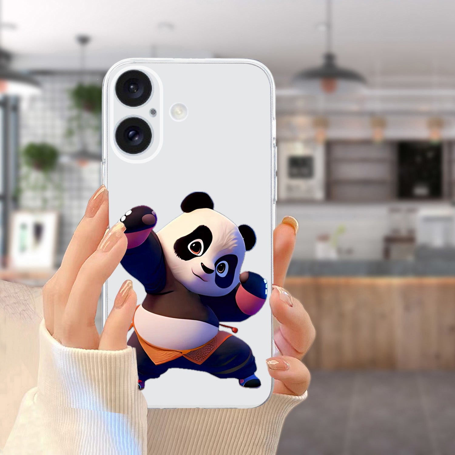 For iPhone 16 Case Soft TPU Pattern Printing Phone Cover with Transparent Edge - Panda