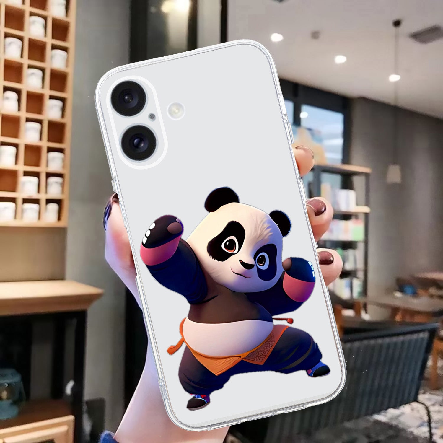 For iPhone 16 Case Soft TPU Pattern Printing Phone Cover with Transparent Edge - Panda