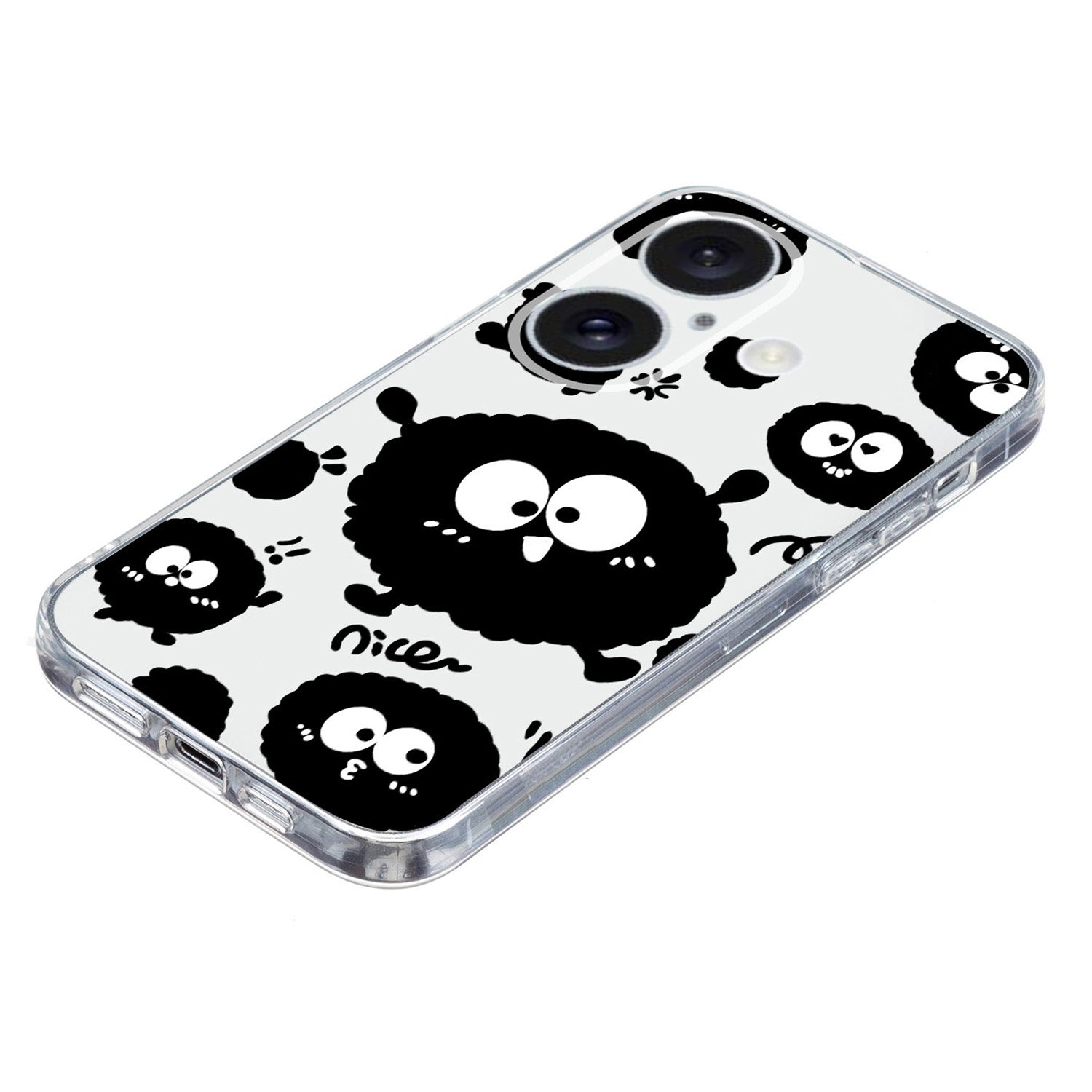 For iPhone 16 Case Soft TPU Pattern Printing Phone Cover with Transparent Edge - Black Briquette