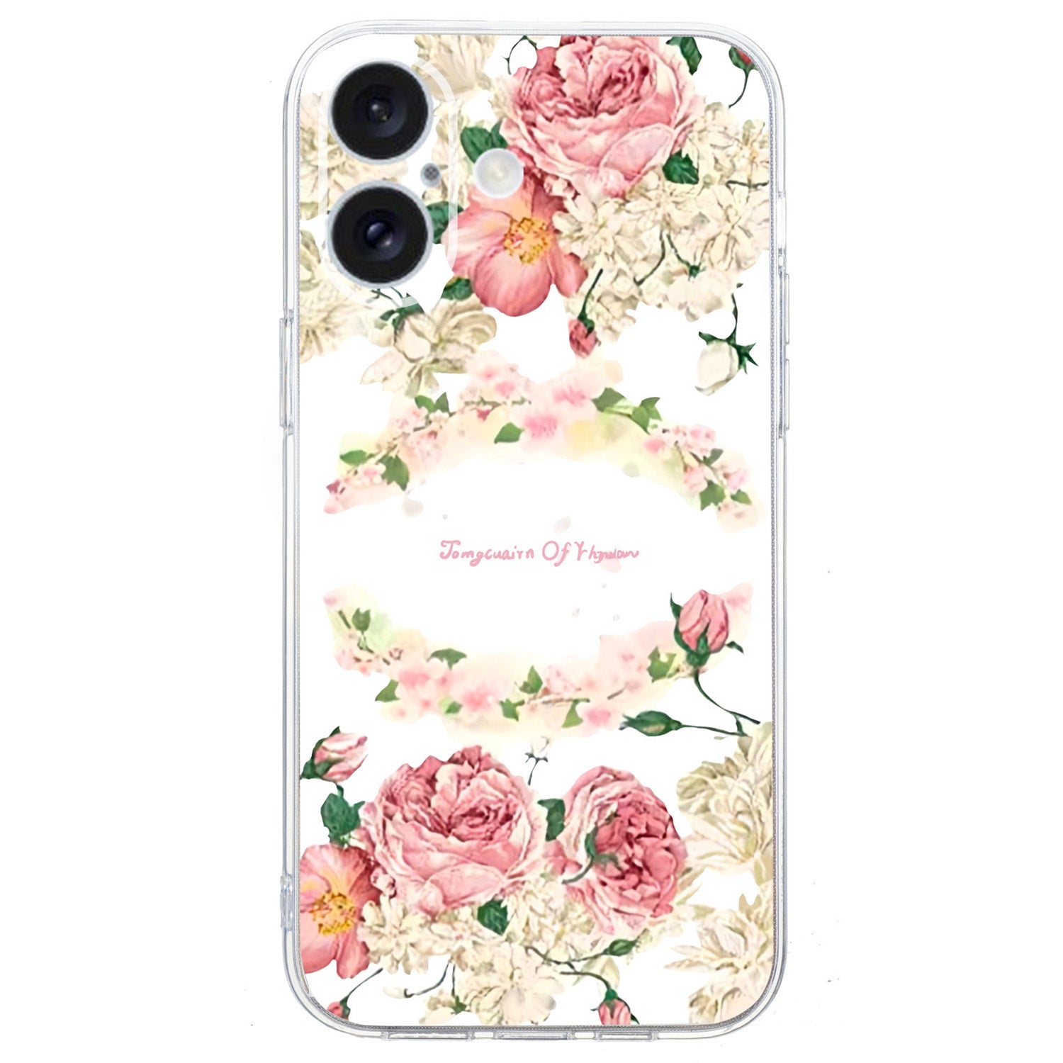 For iPhone 16 Case Soft TPU Pattern Printing Phone Cover with Transparent Edge - Rose