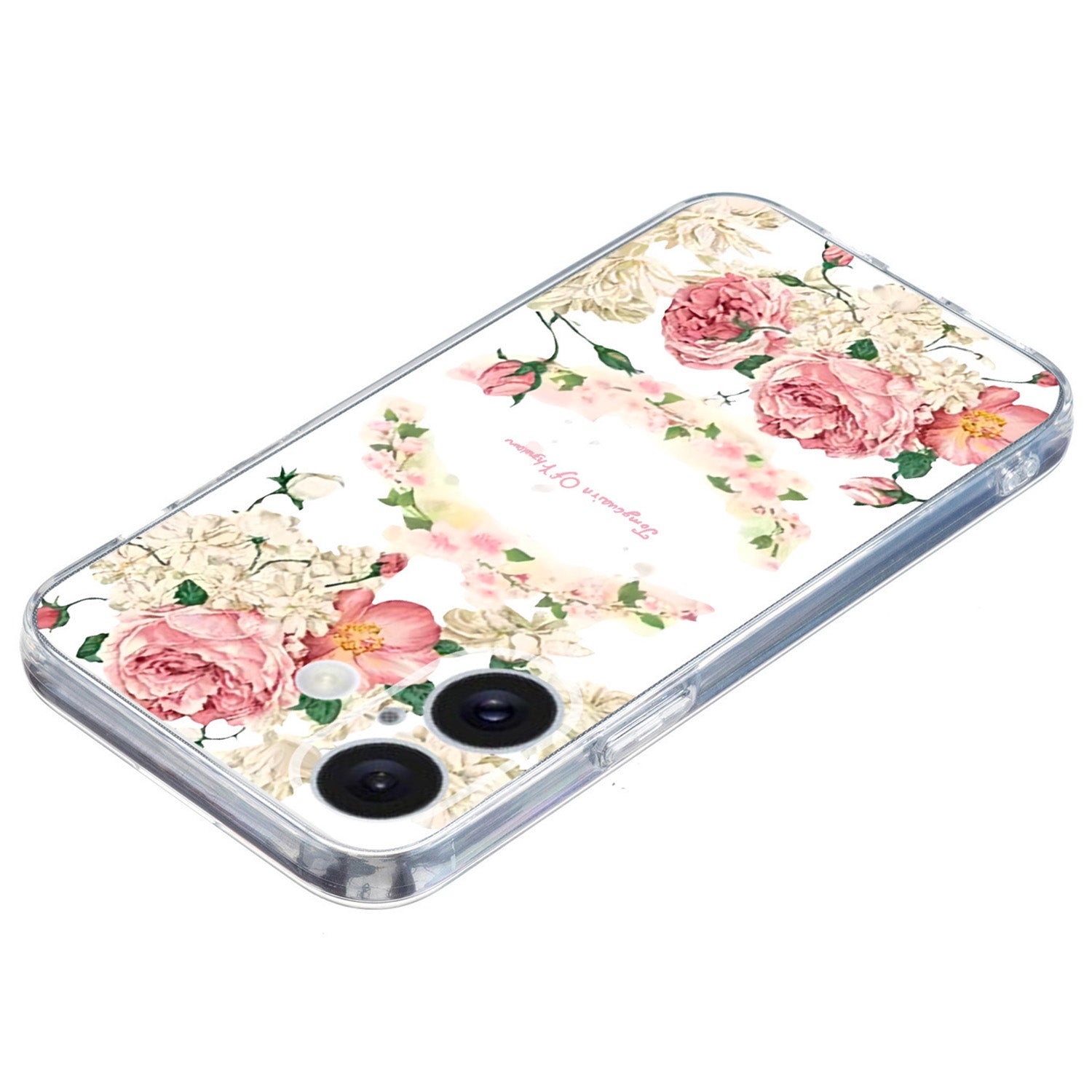 For iPhone 16 Case Soft TPU Pattern Printing Phone Cover with Transparent Edge - Rose