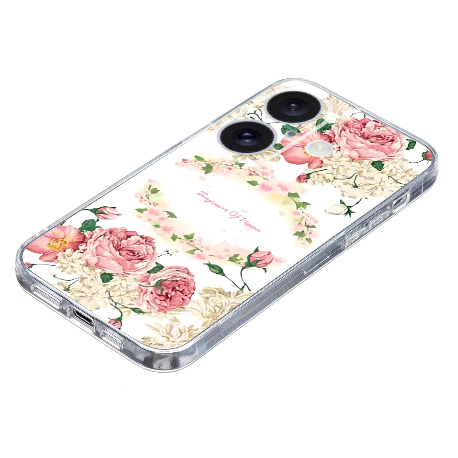 For iPhone 16 Case Soft TPU Pattern Printing Phone Cover with Transparent Edge - Rose